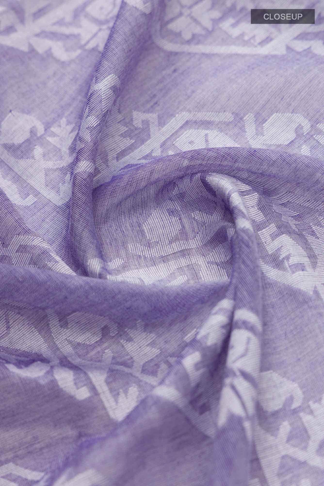 Hansika-Purple Bengal Cotton Saree - Image 3
