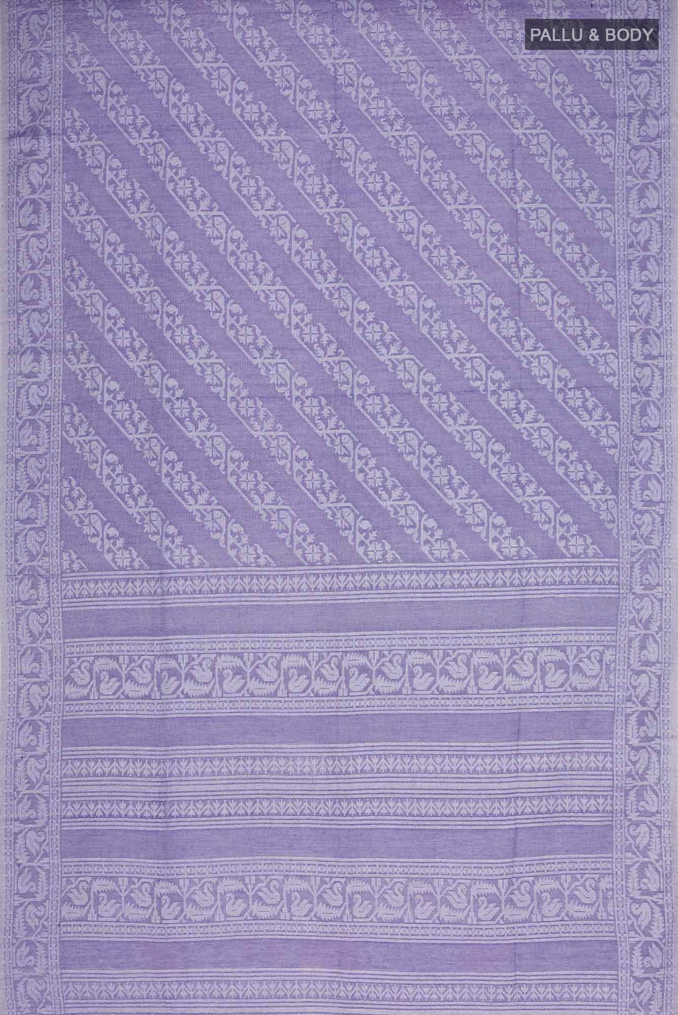 Hansika-Purple Bengal Cotton Saree - Image 4