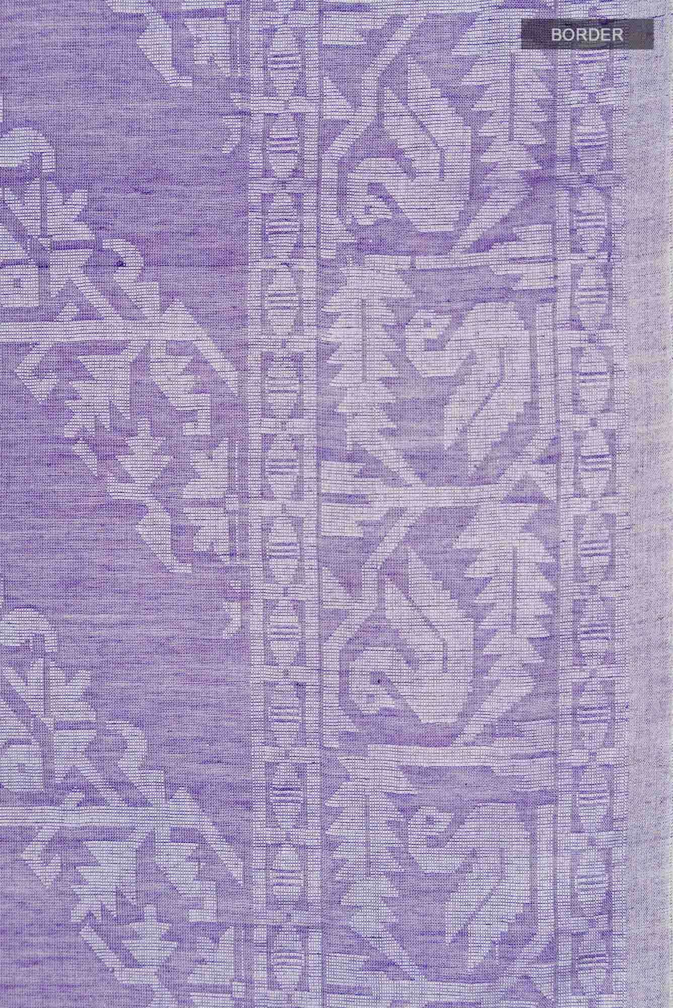 Hansika-Purple Bengal Cotton Saree - Image 5