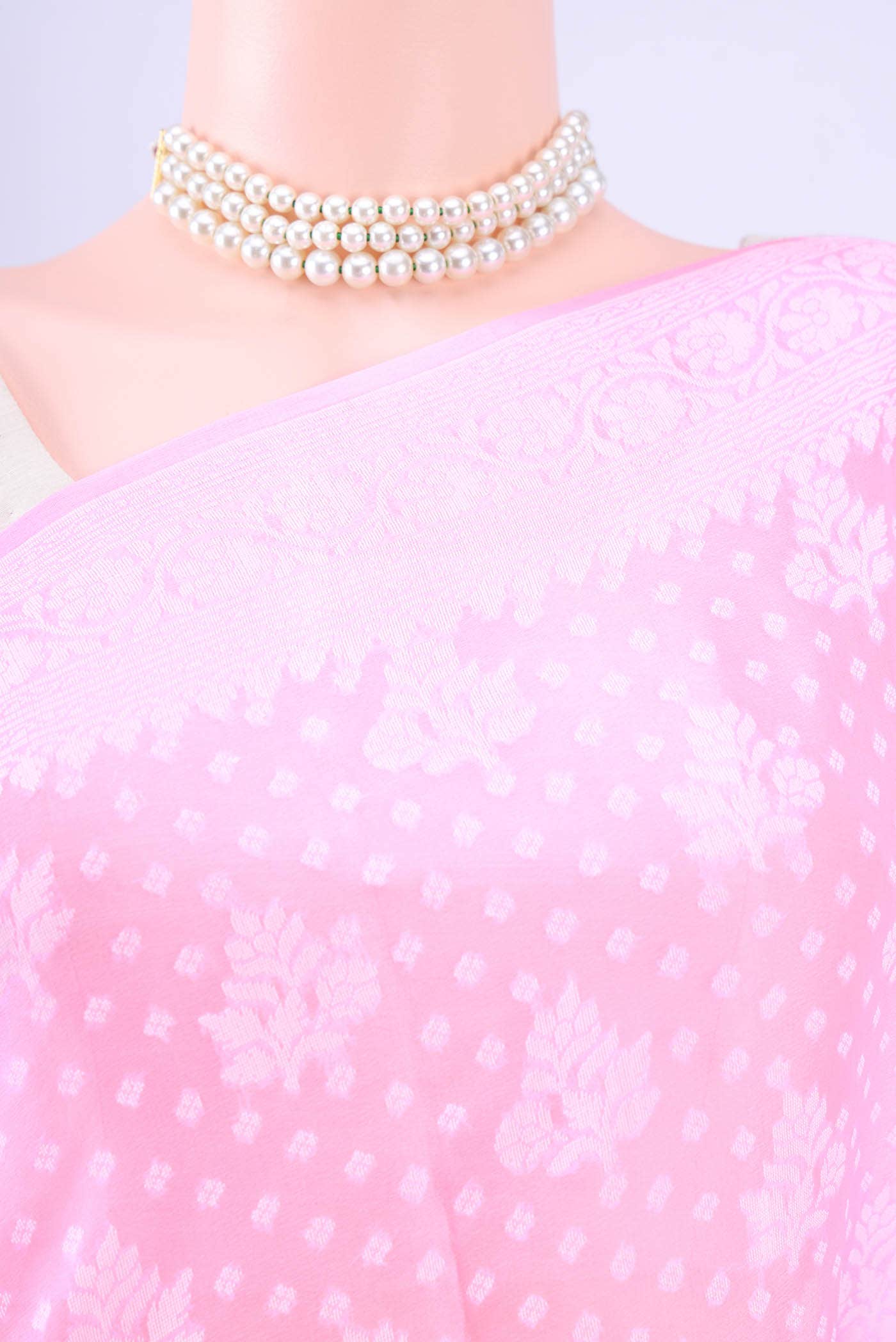 Imperial Pink Banarasi Georgette Saree - Image 3