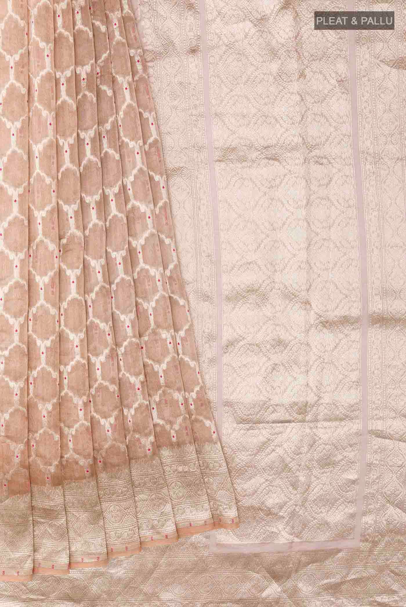 Imperial Pink Banarasi Kora Silk Saree - Image 4