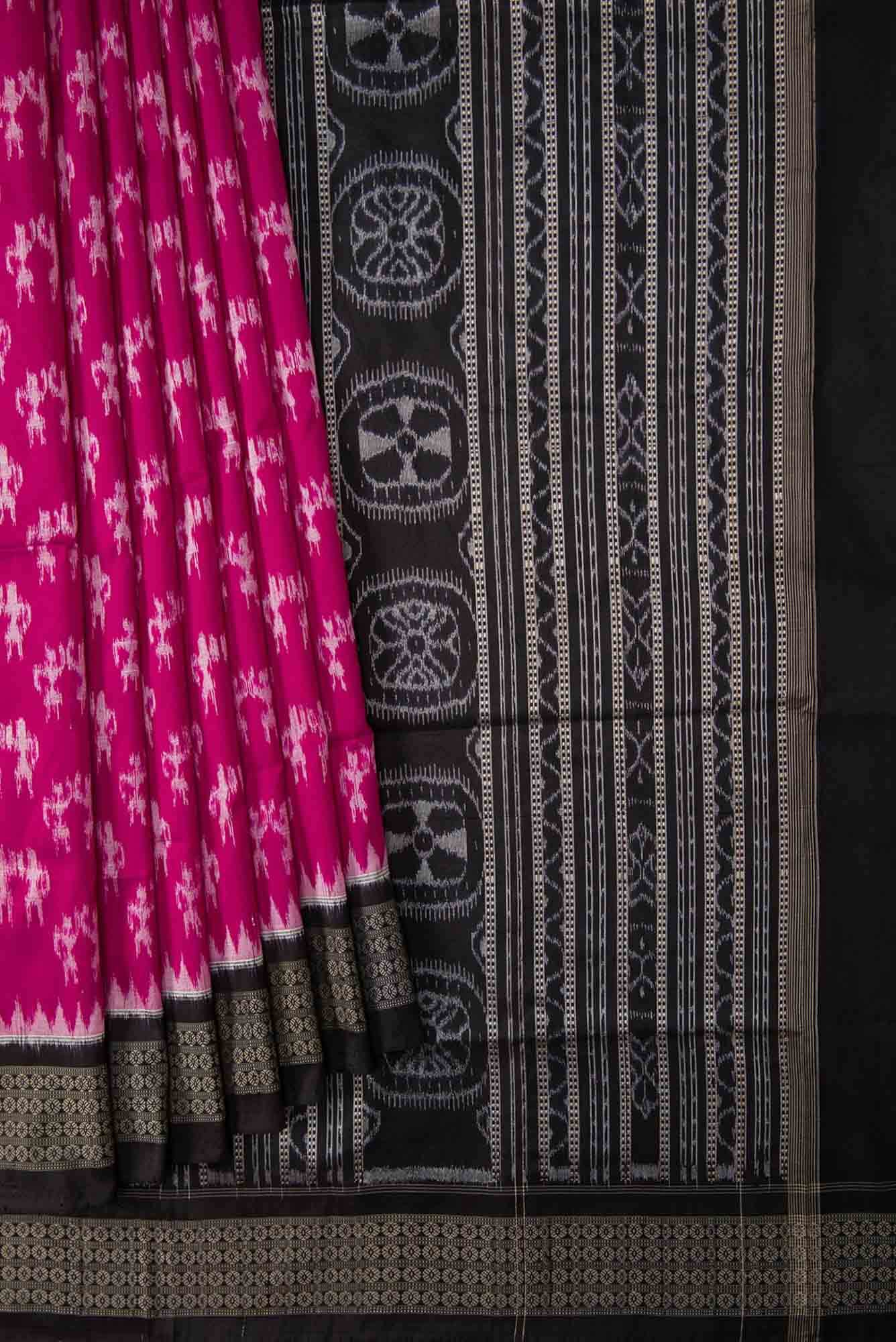 Imperial Pink Dual Tone Double Ikat Saree - Image 2