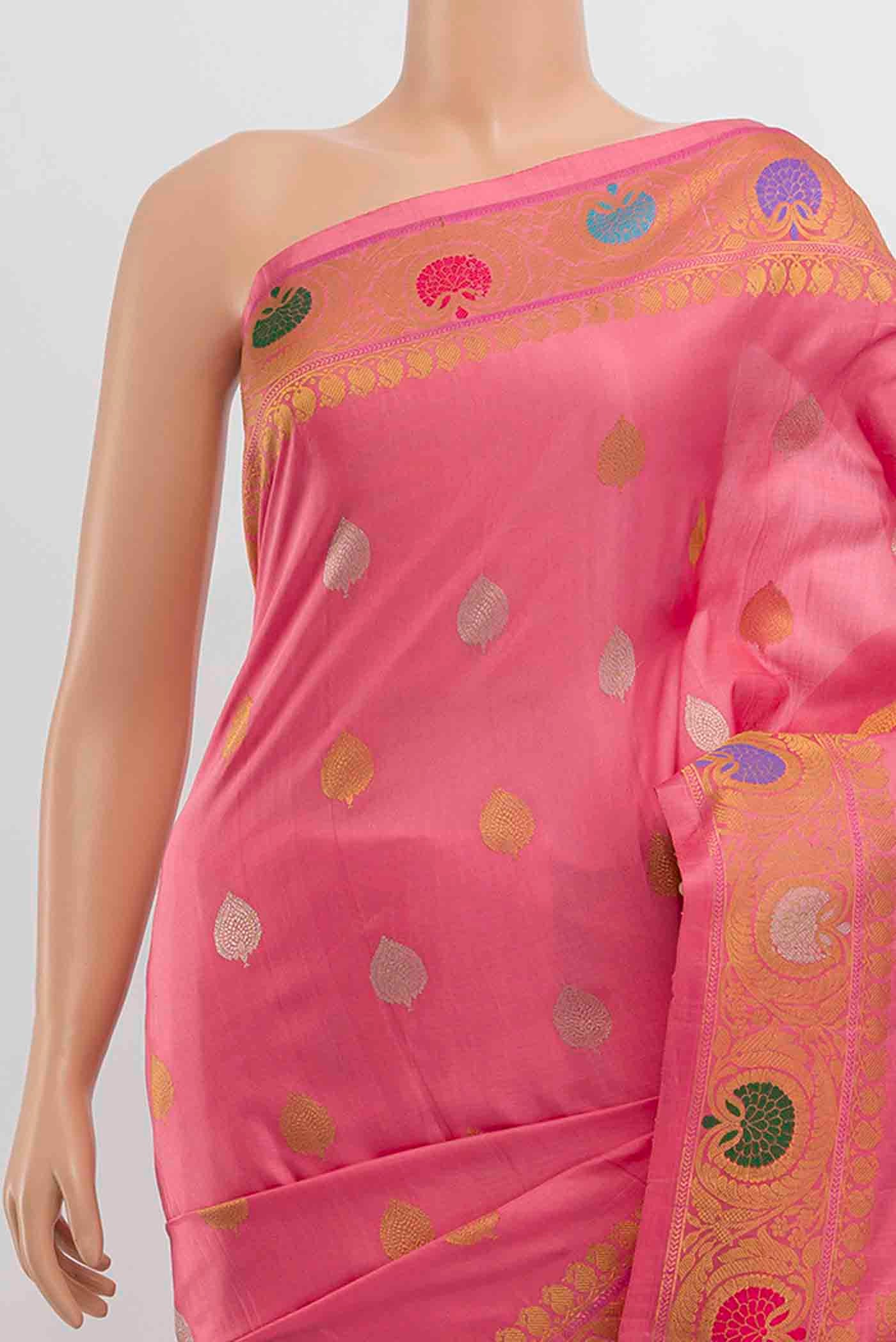 Rose pink Gadwal Silk Saree - Image 2
