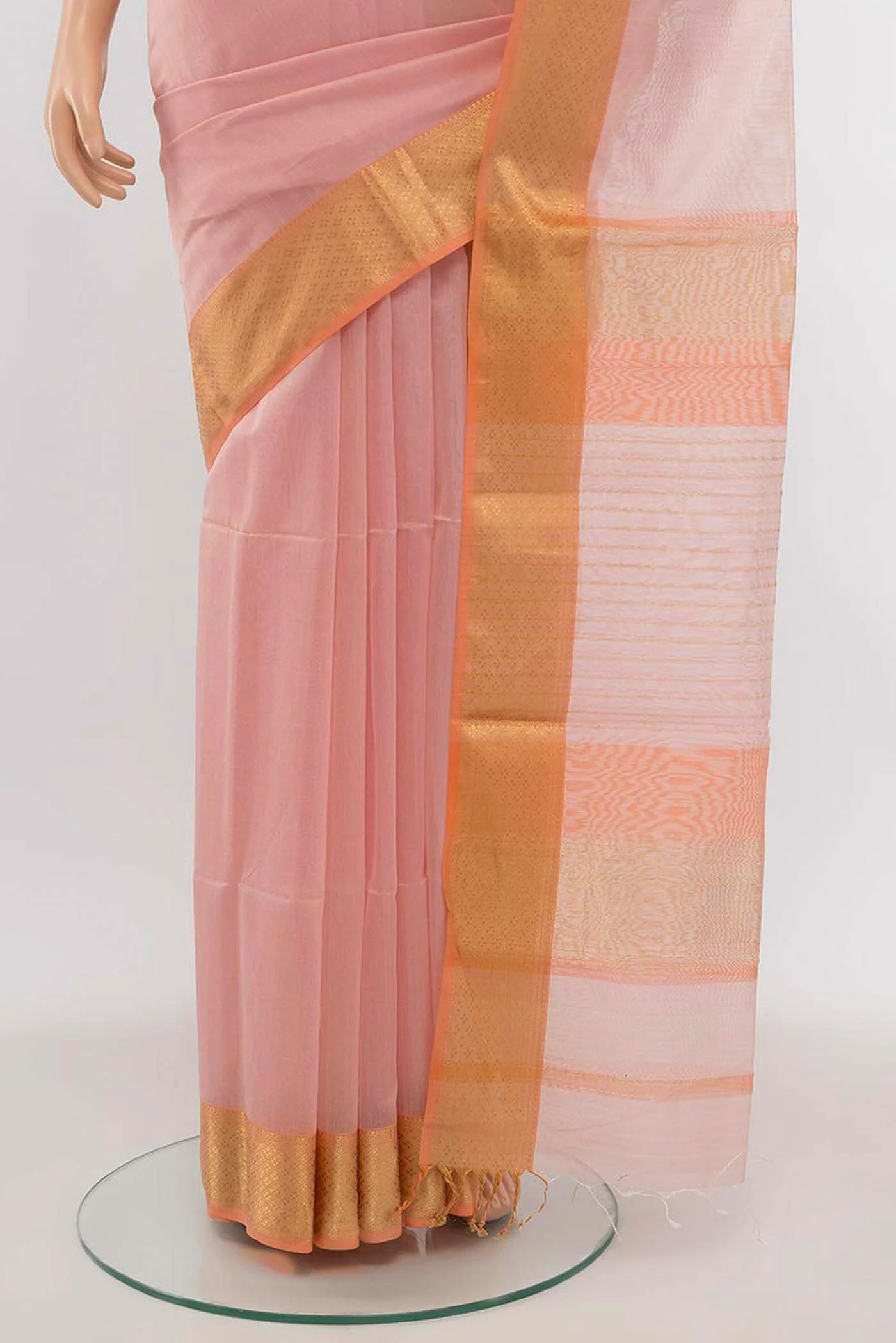Imperial Pink Maheshwari Silk Cotton Saree - Image 3