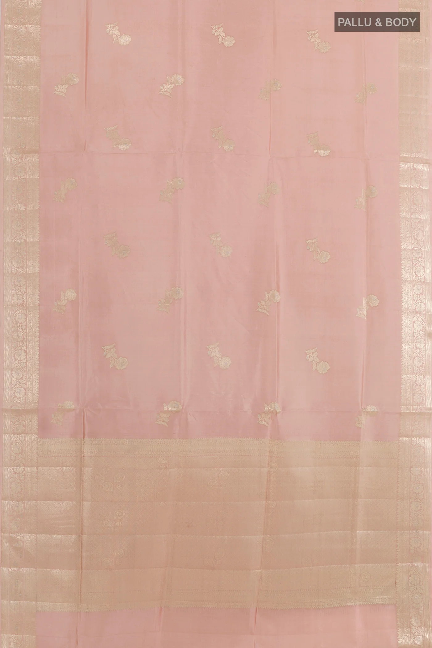 Rose Gold Banarasi Raw Silk Saree - Image 3