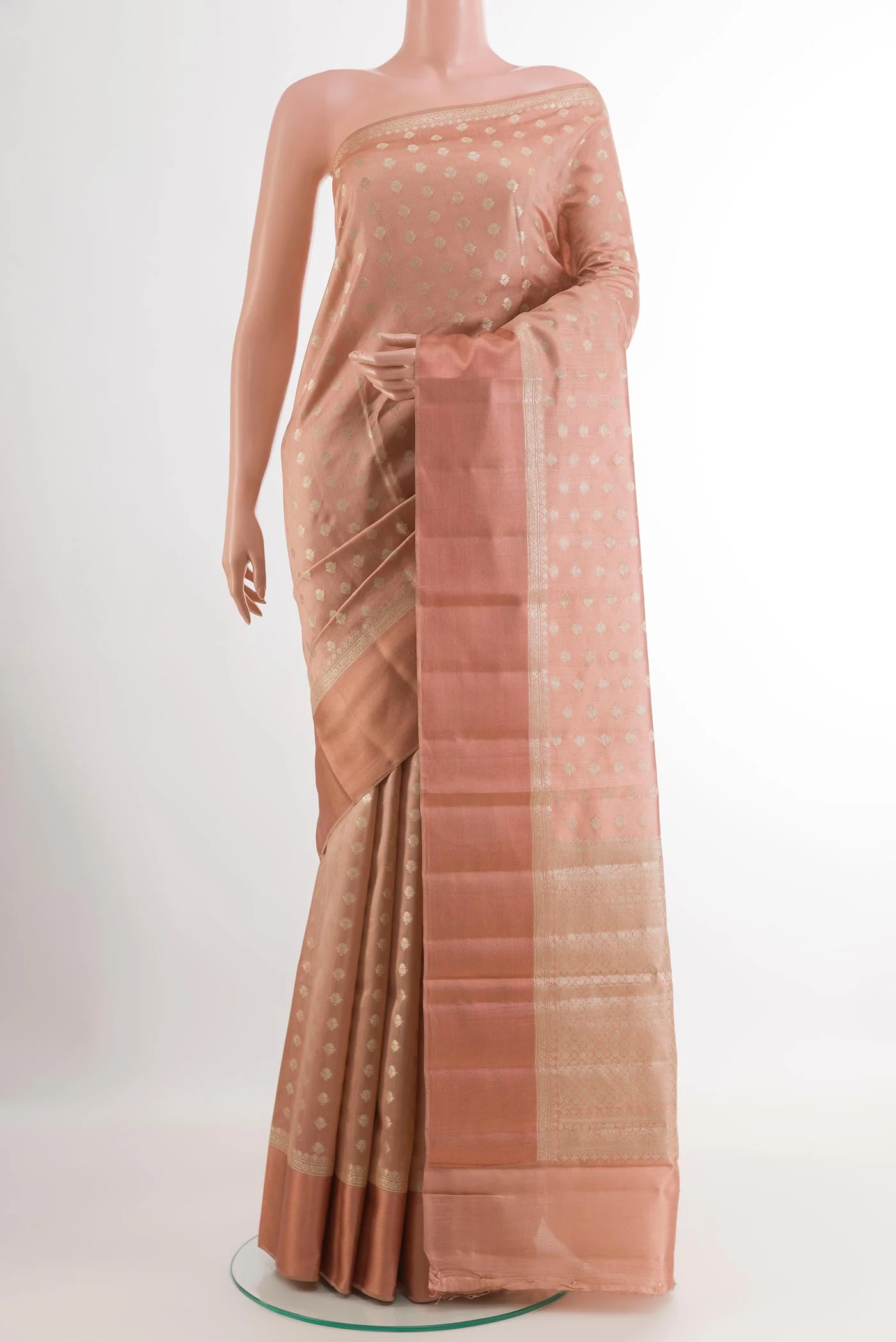 Peach Banarasi Raw Silk Saree