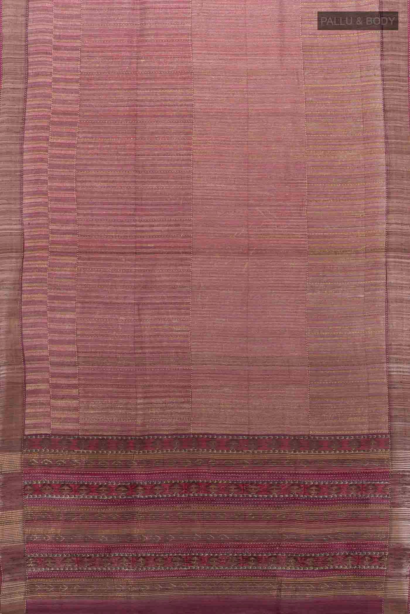 Imperial Pink Tussar Silk Saree - Image 5