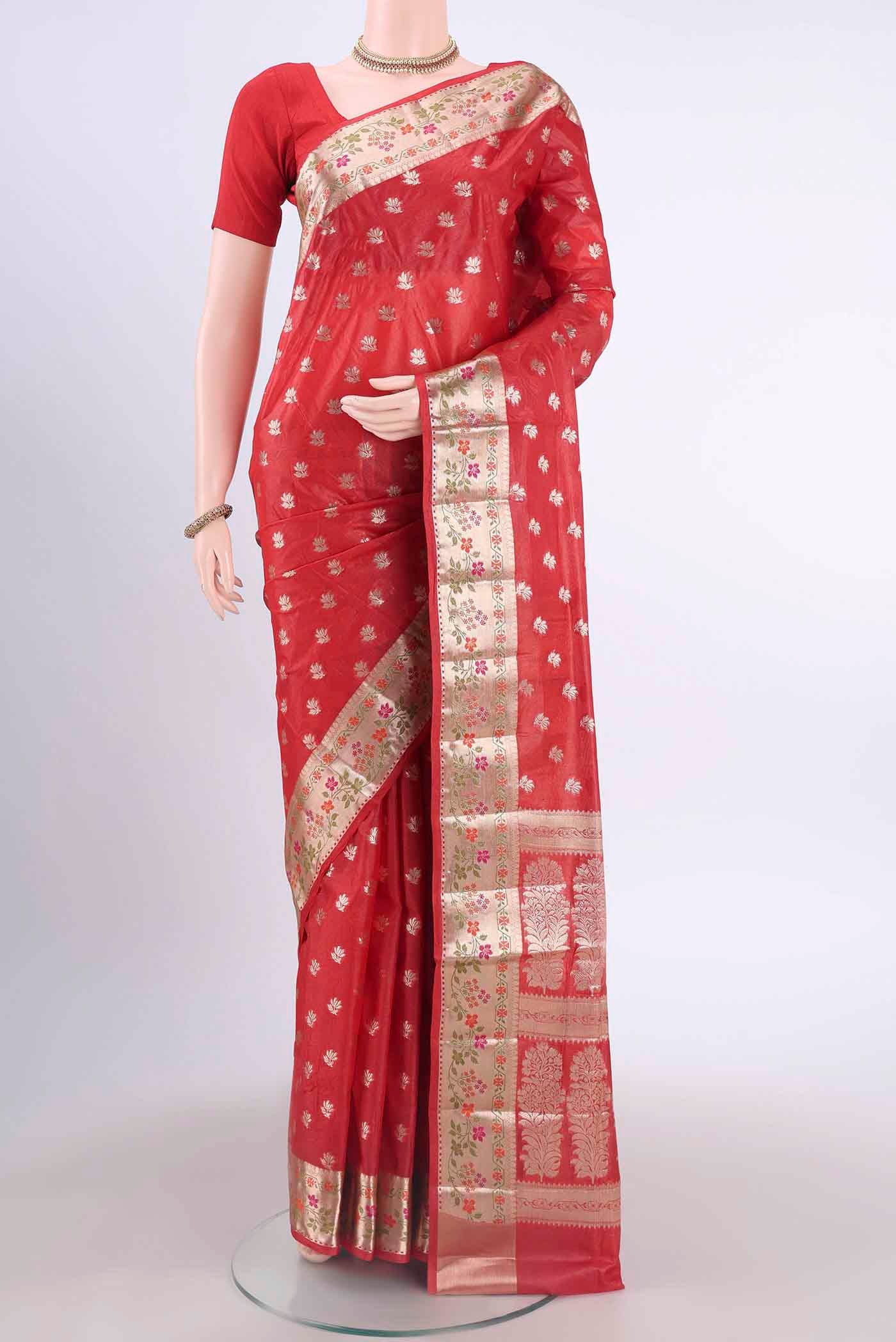 Imperial Red Banarasi Raw Silk Saree