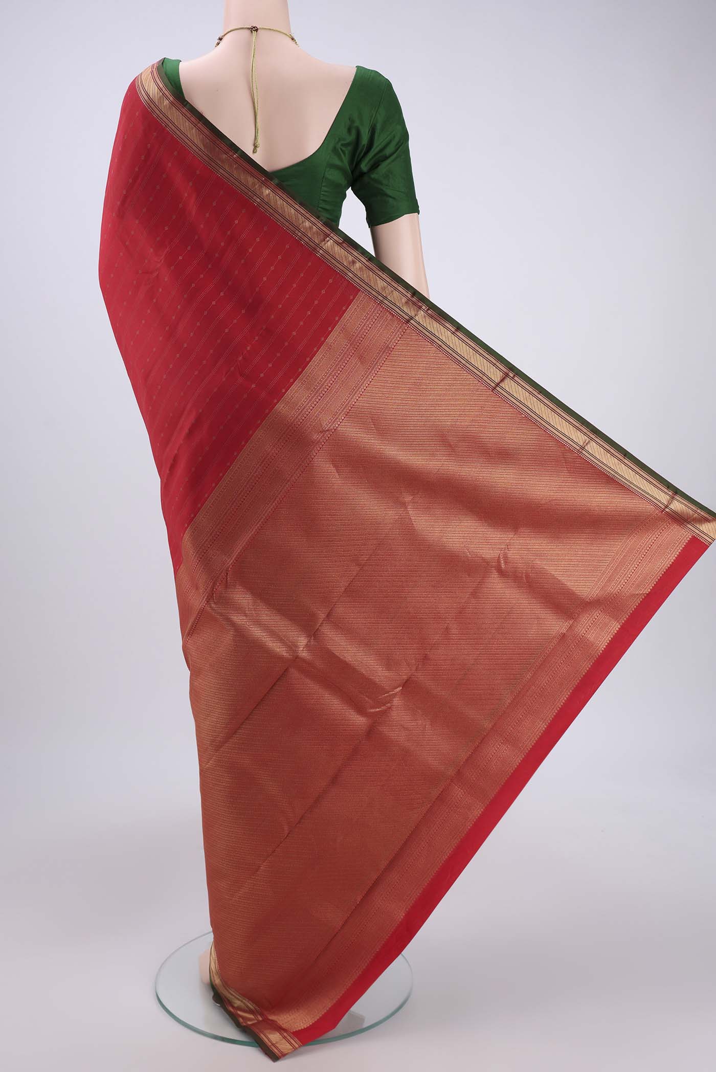 Imperial Red Kanchipuram Silk Saree - Image 3
