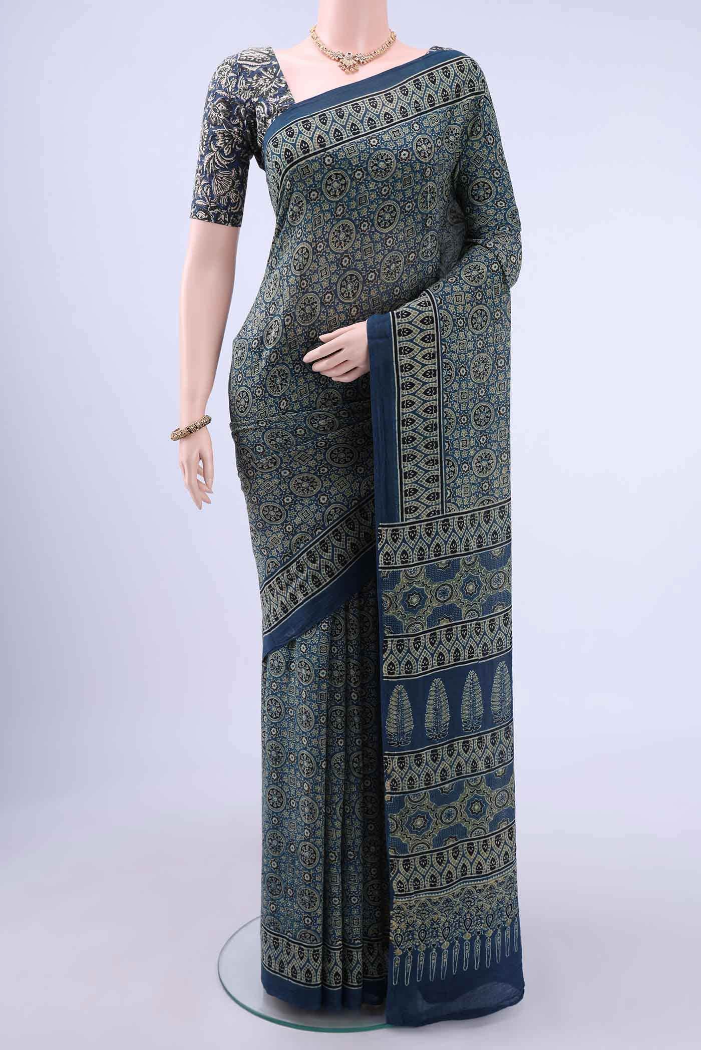 Indigo Cotton Saree