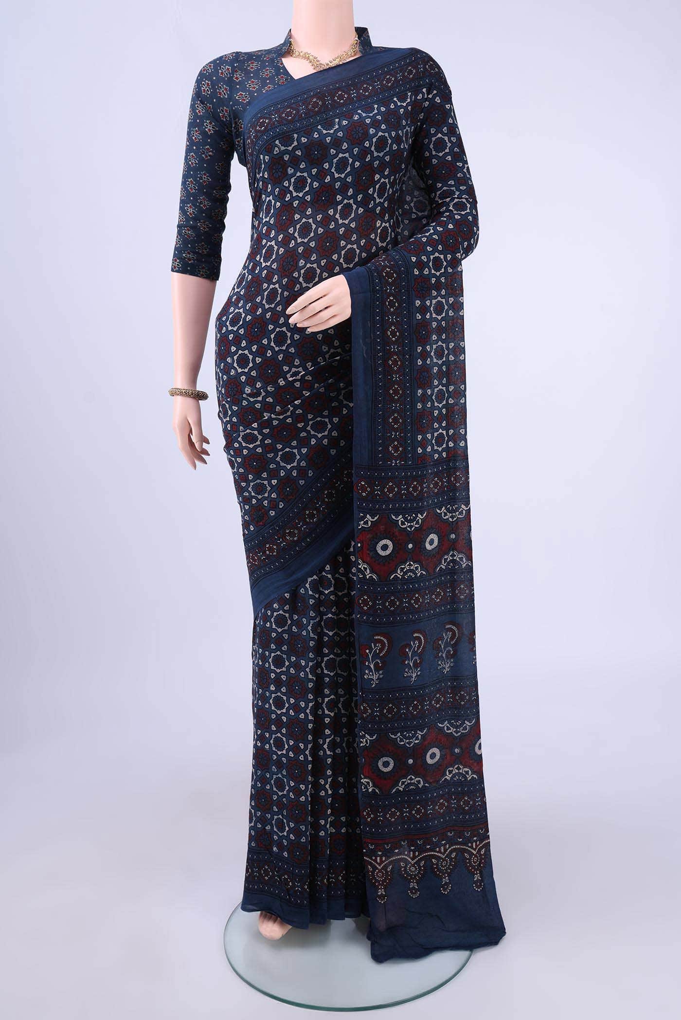Indigo Cotton Saree