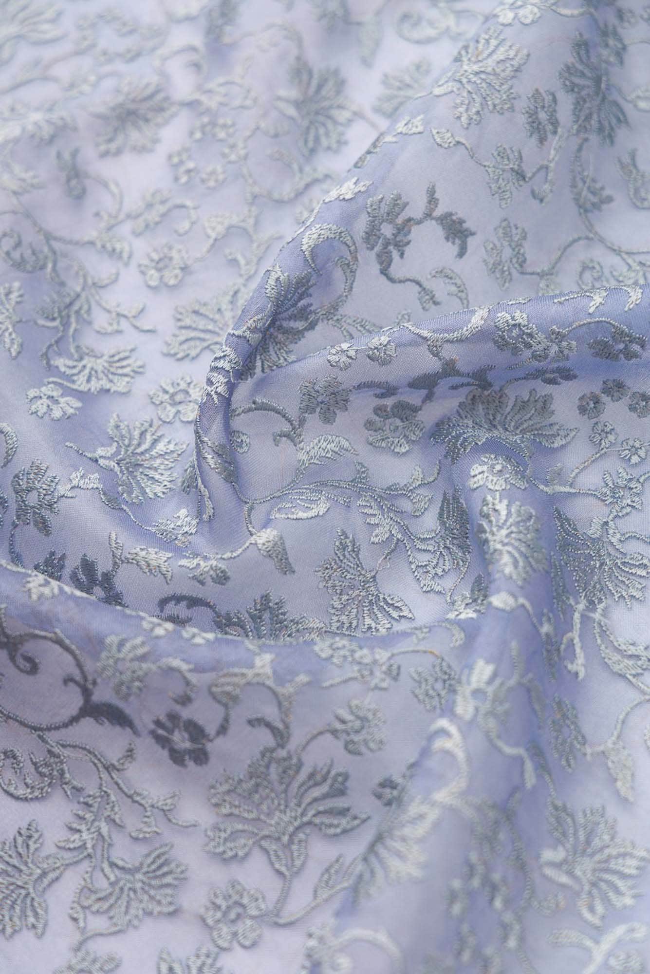 Iris Waltz-Blue Pure Organza Silk Saree - Image 5