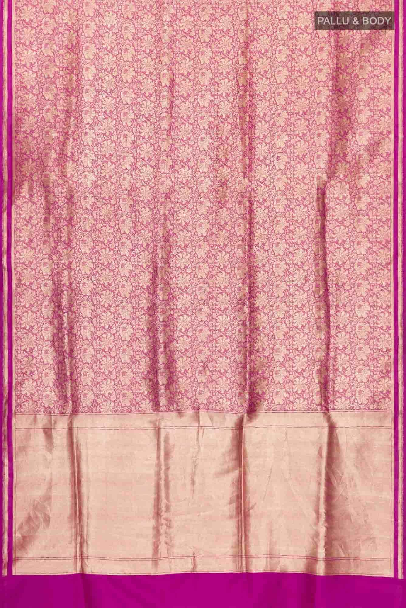 Japanese Tea Ceremony-Pink Banarasi Silk Saree - Image 8