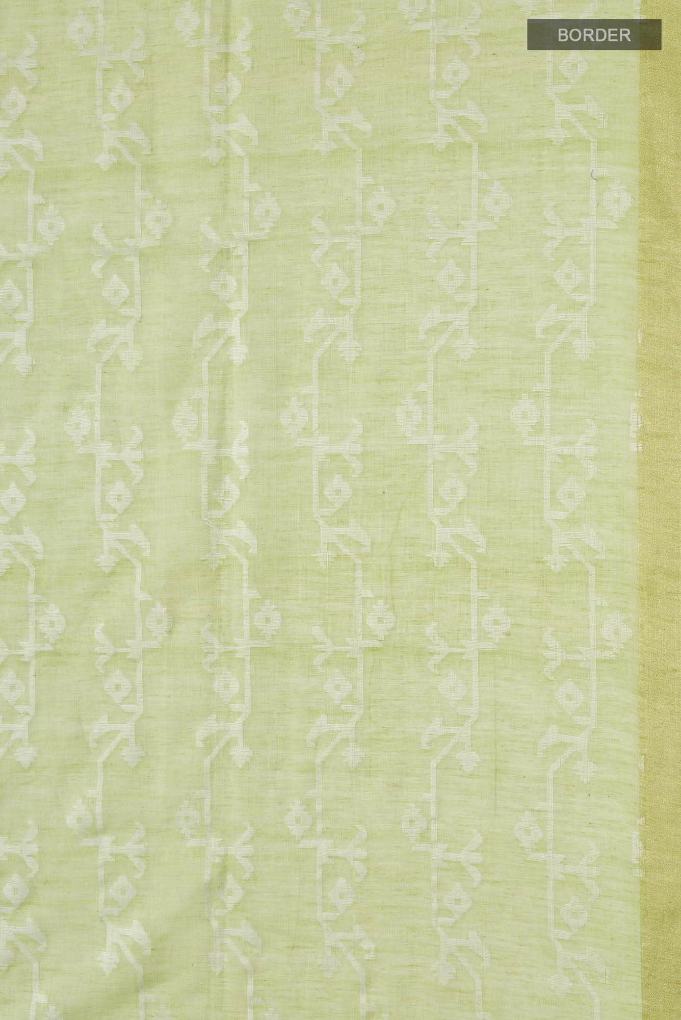 Kadambini-Light Green Bengal Cotton Saree - Image 5