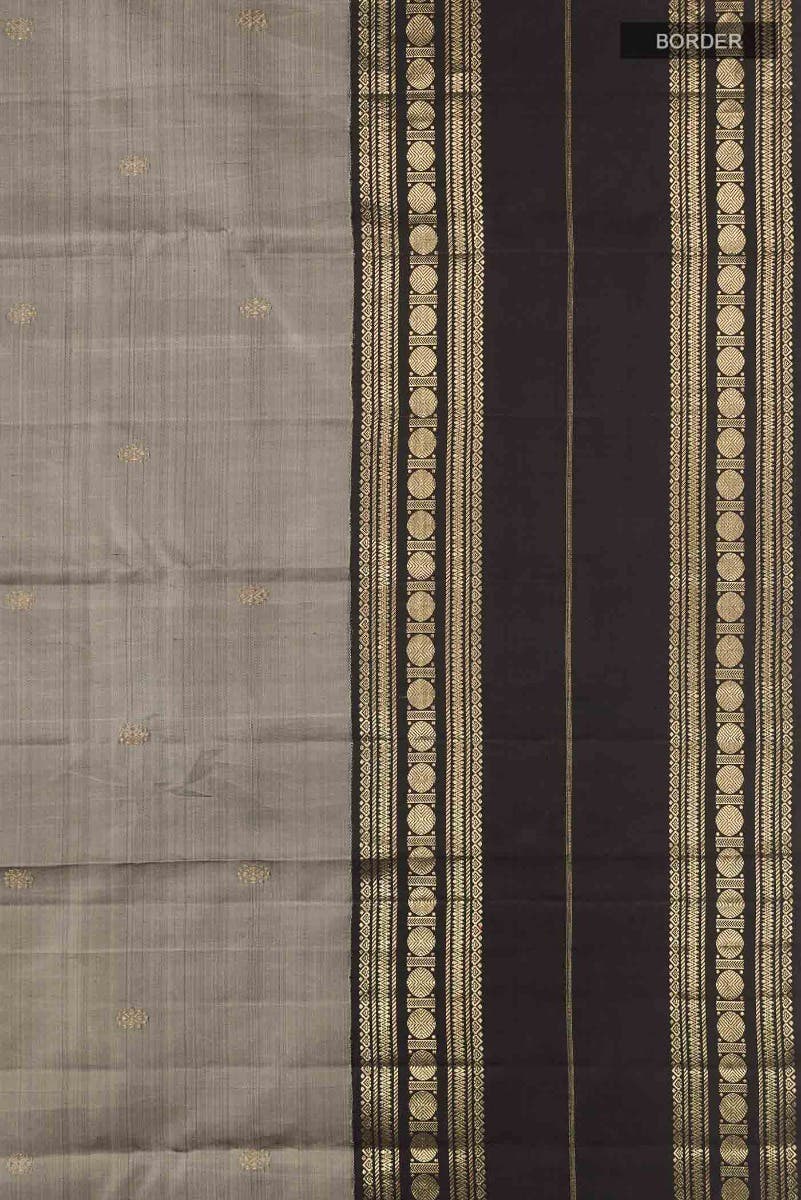 Kamala-Pure Silk Pure Gold Zari Narmadi Grey Kanchipuram Saree - Image 15