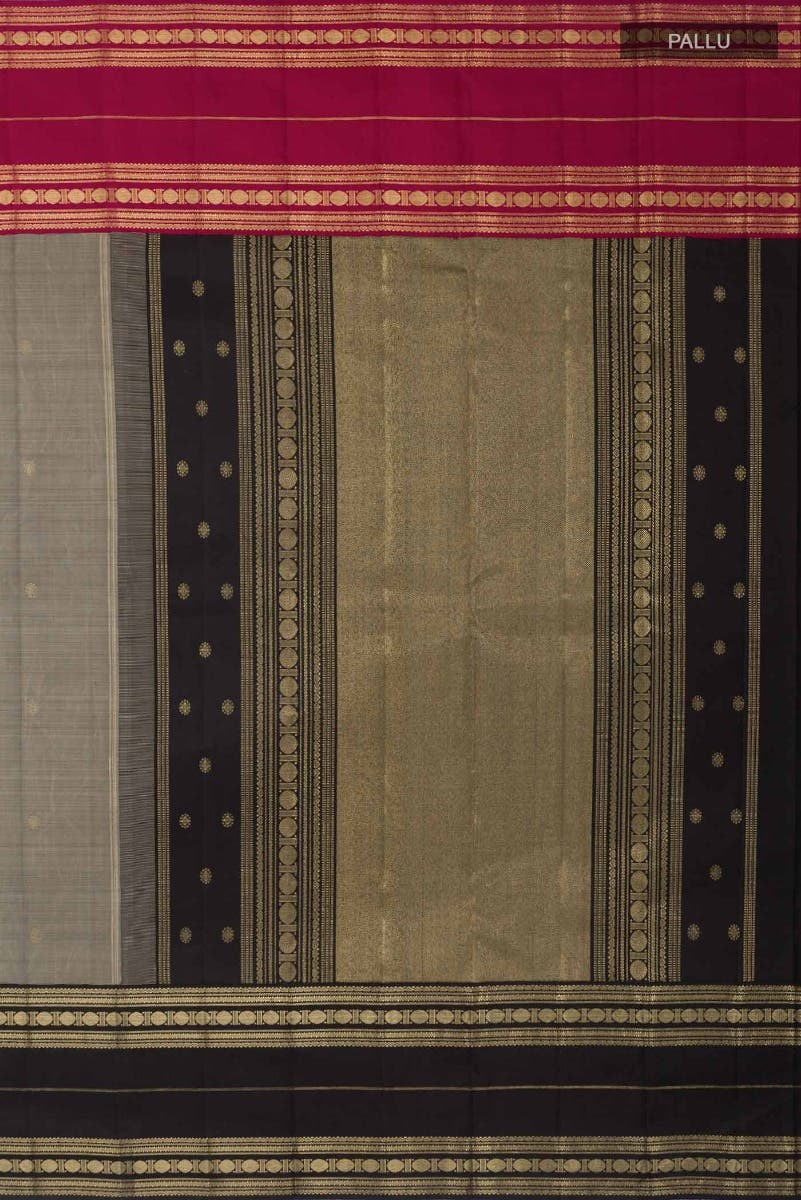 Kamala-Pure Silk Pure Gold Zari Narmadi Grey Kanchipuram Saree - Image 7