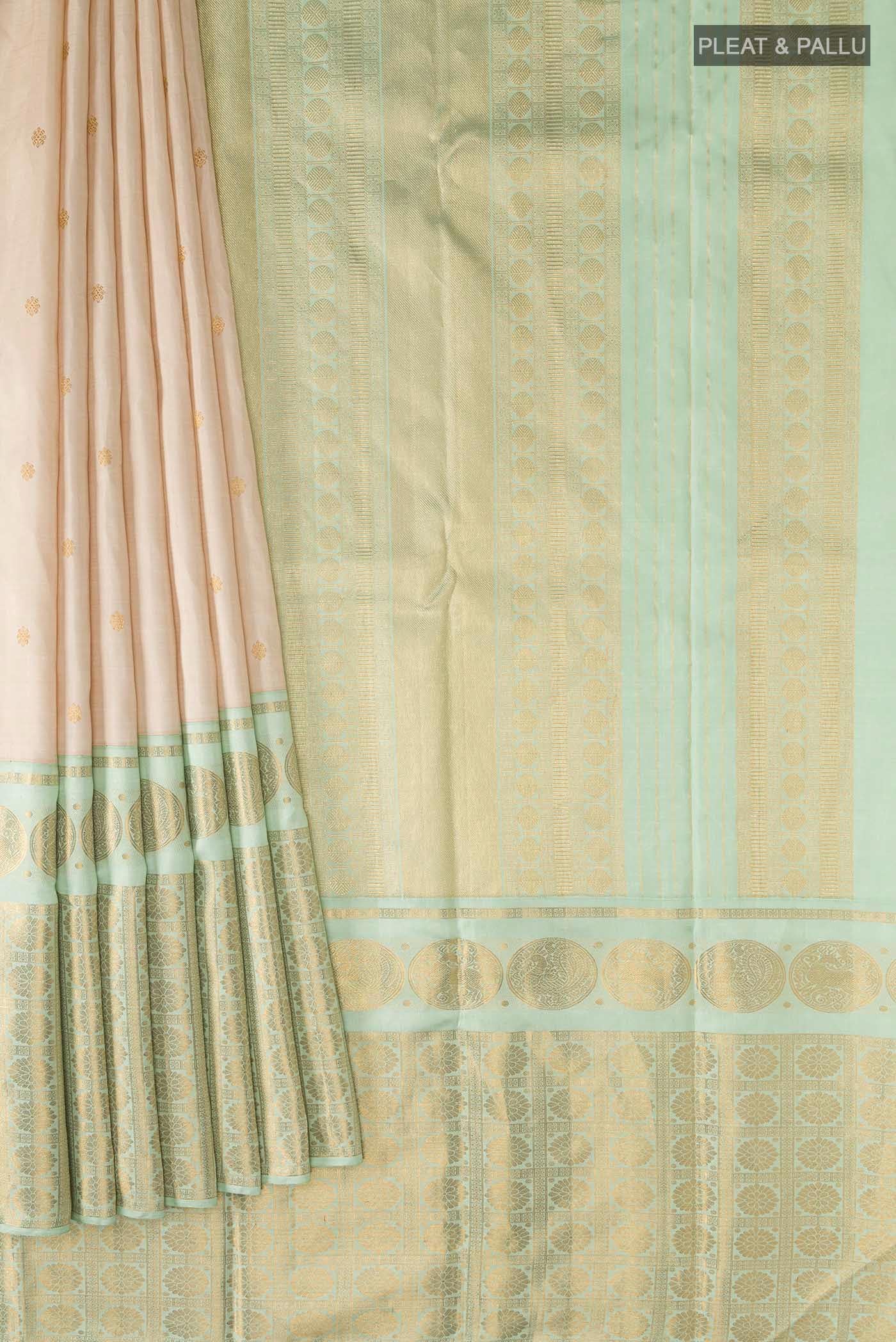 Kanmani-Cream Kanchipuram Silk Saree - Image 9
