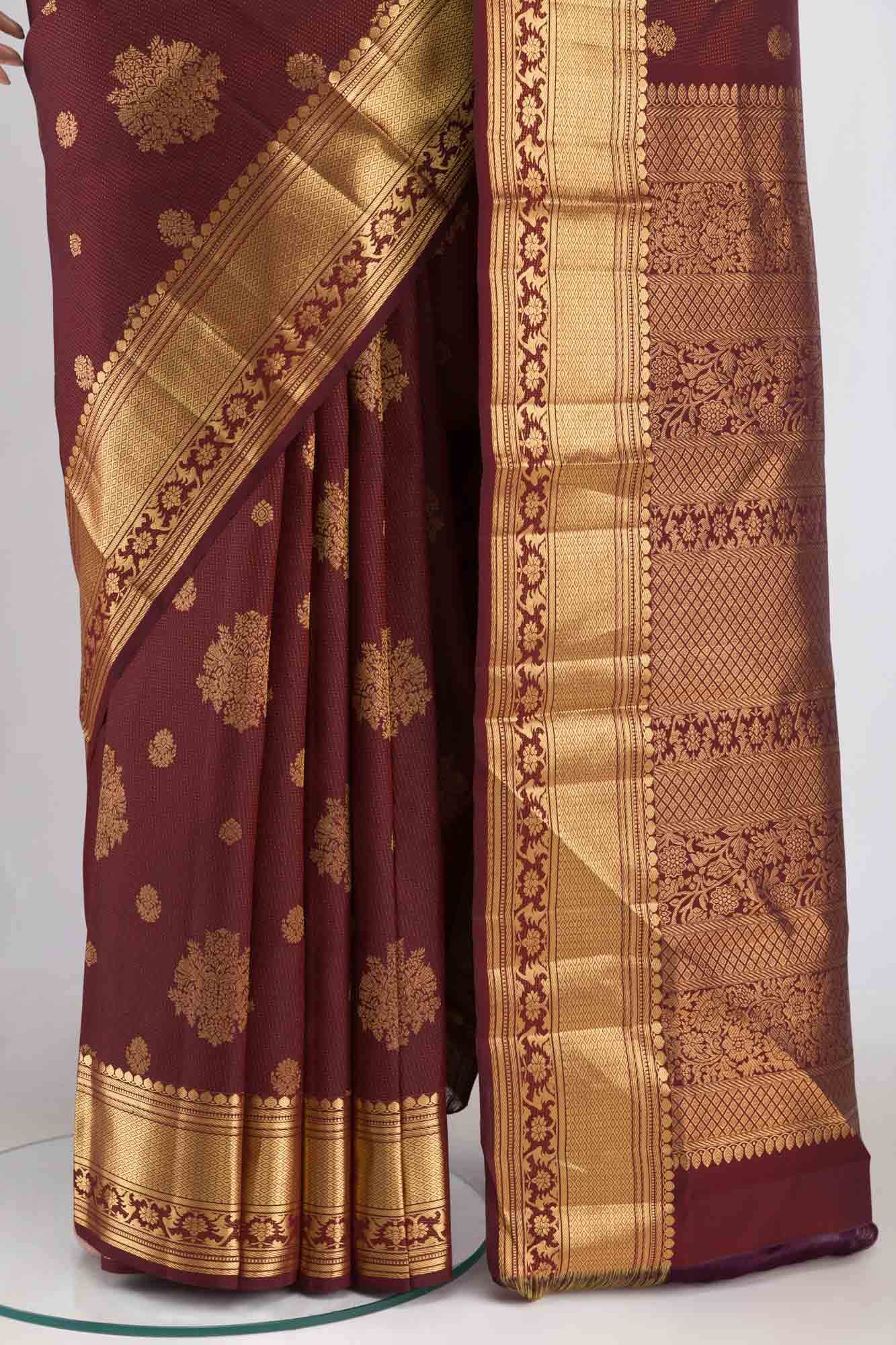 Kavini-Maroon Kanchipuram Silk Saree - Image 10