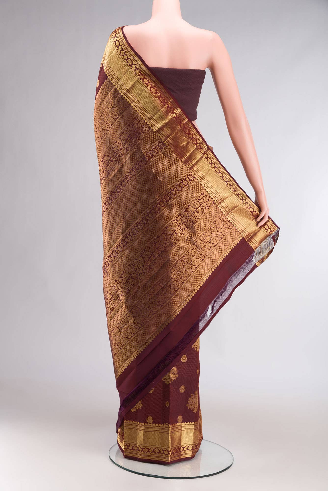 Kavini-Maroon Kanchipuram Silk Saree - Image 11