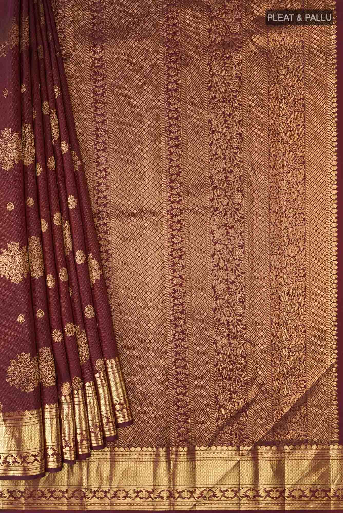 Kavini-Maroon Kanchipuram Silk Saree - Image 6