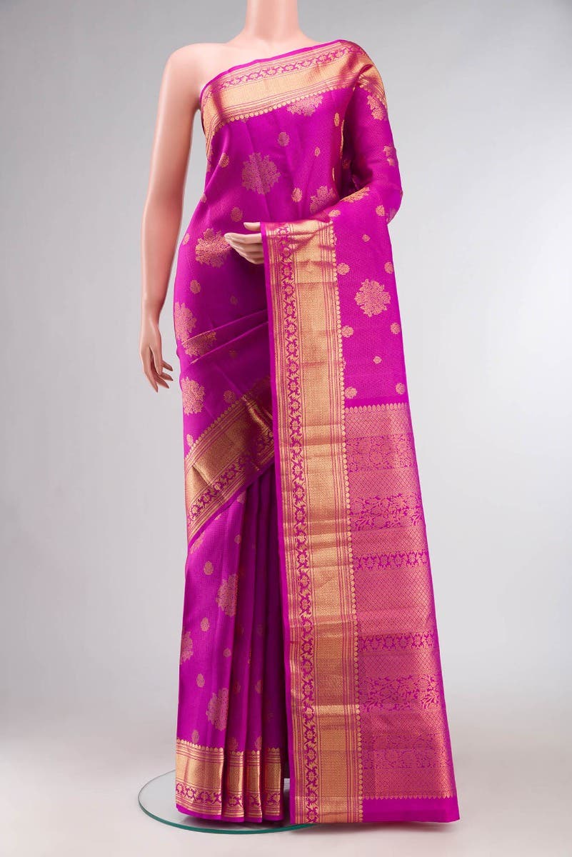 Kavini-Dark Pink Kanchipuram Silk Saree - Image 2