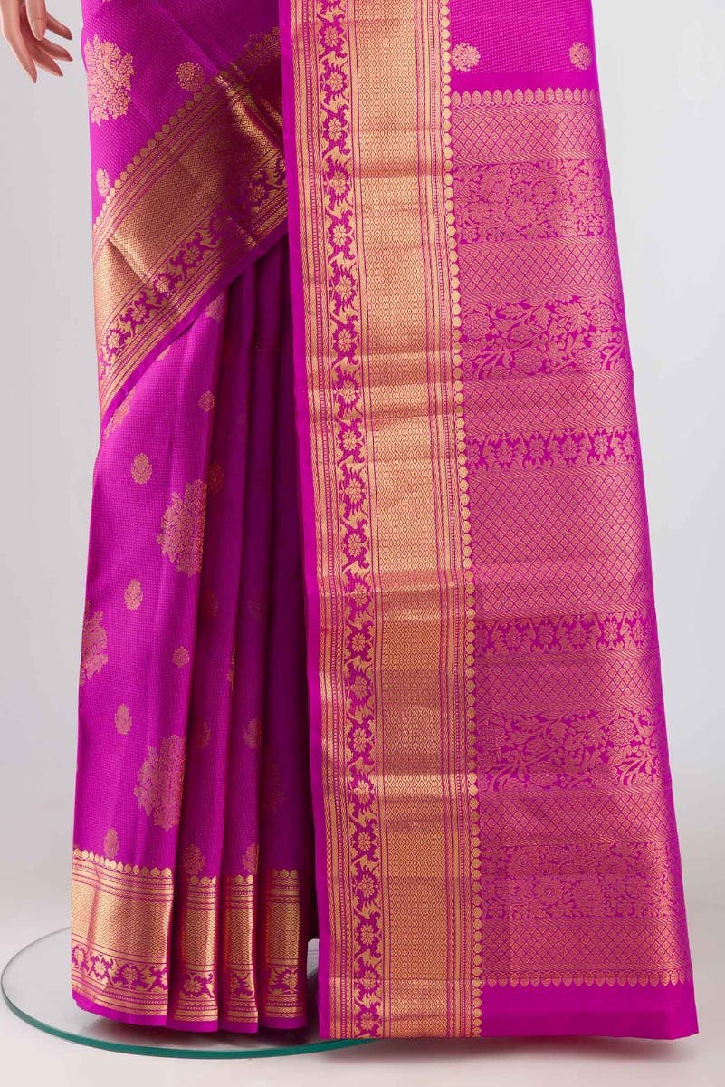 Kavini-Dark Pink Kanchipuram Silk Saree - Image 4