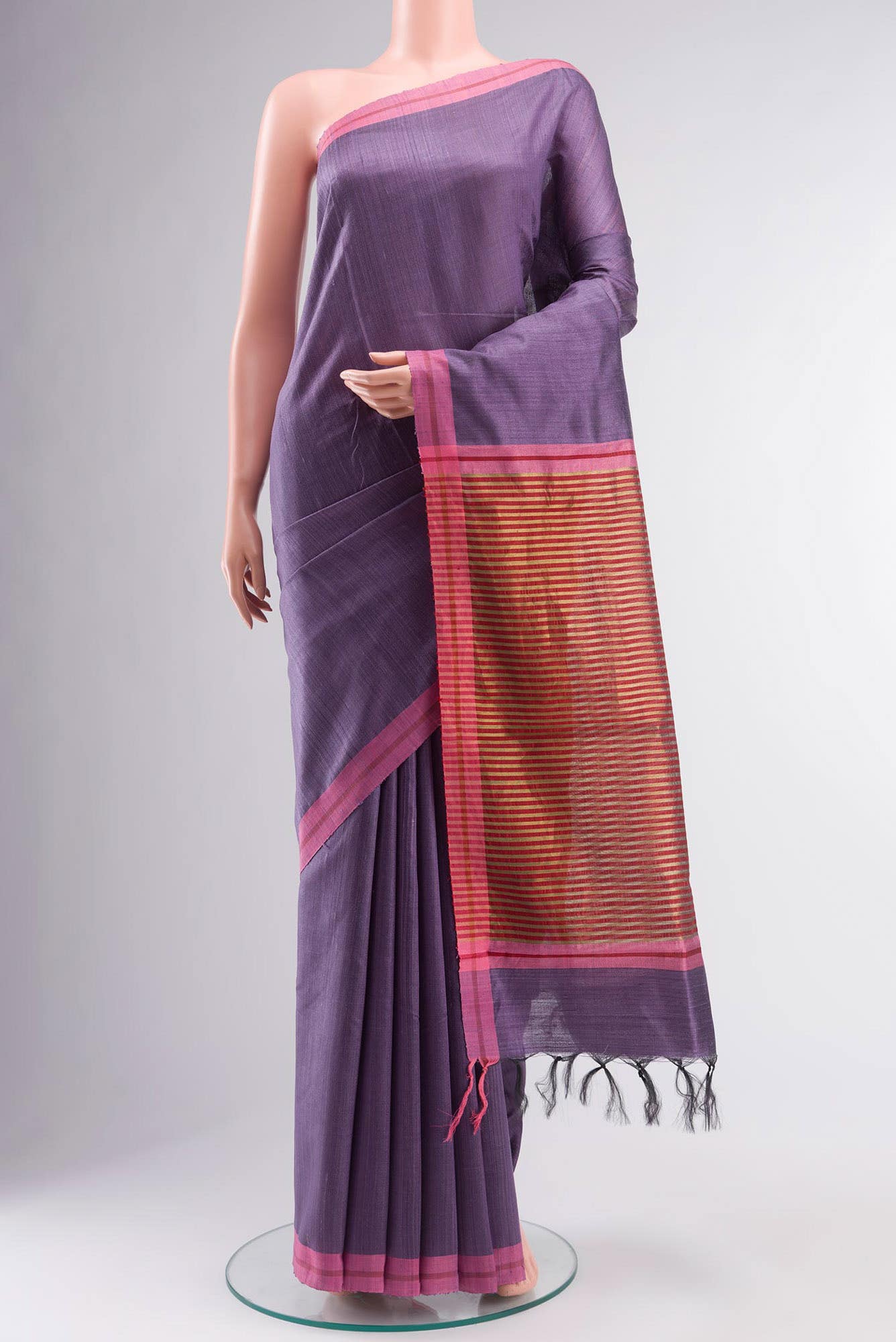 Kruti-Purple Bhagalpuri Tussar Silk Saree - Image 2
