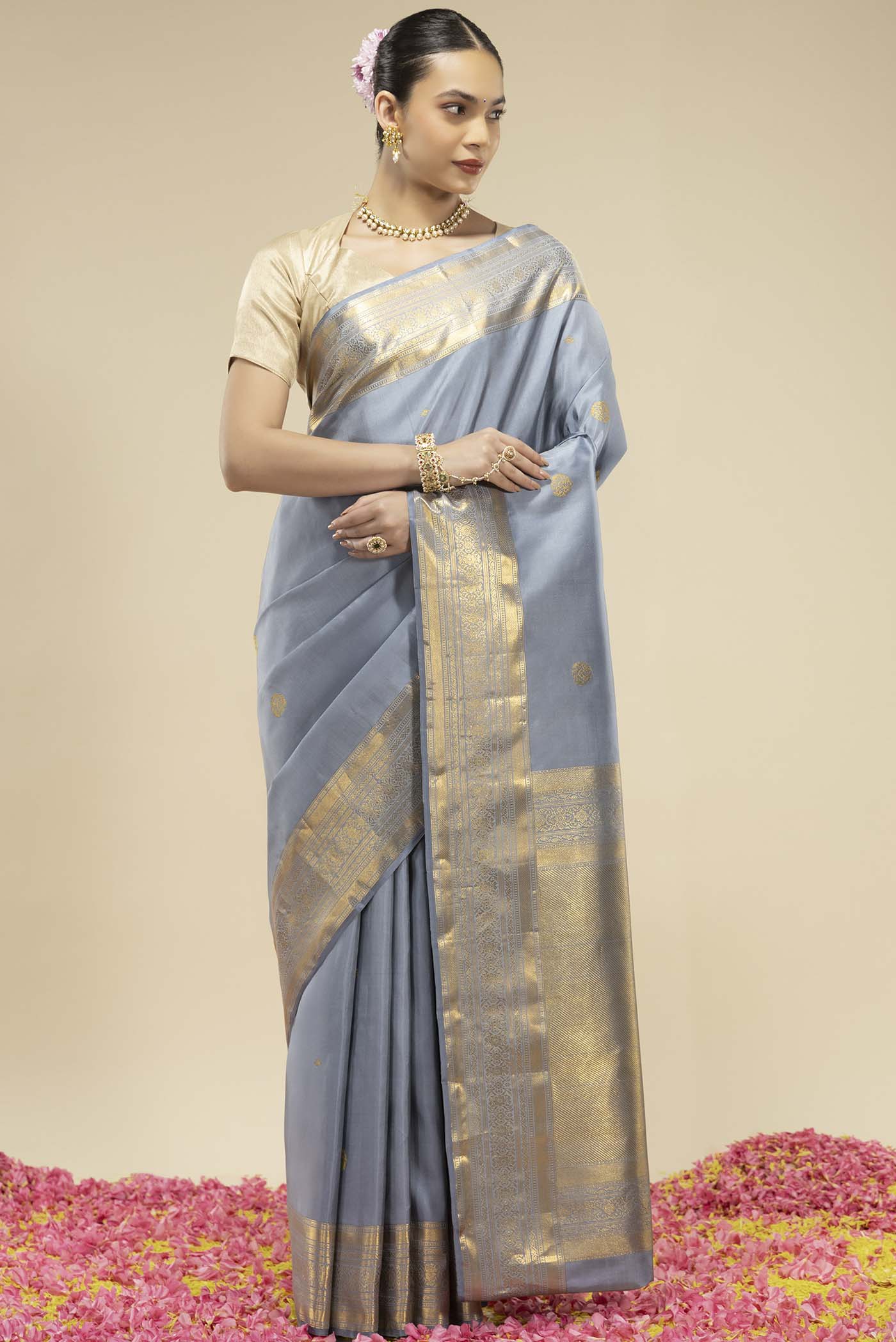 Lasya-Grey Kanchipuram Silk Saree