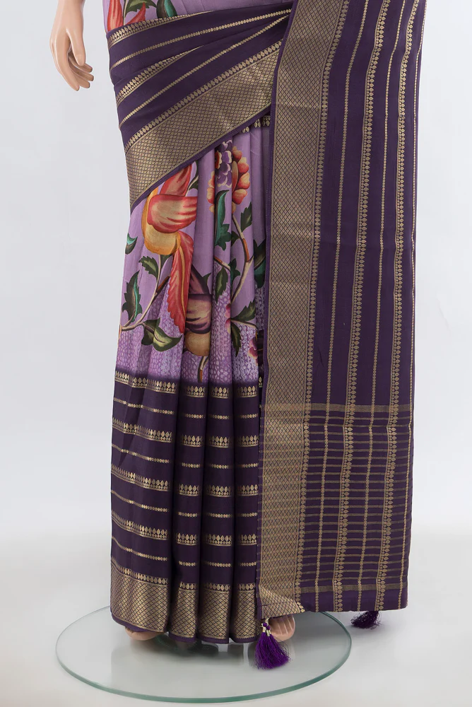 Lavender Blended Art Silk Saree - Image 3