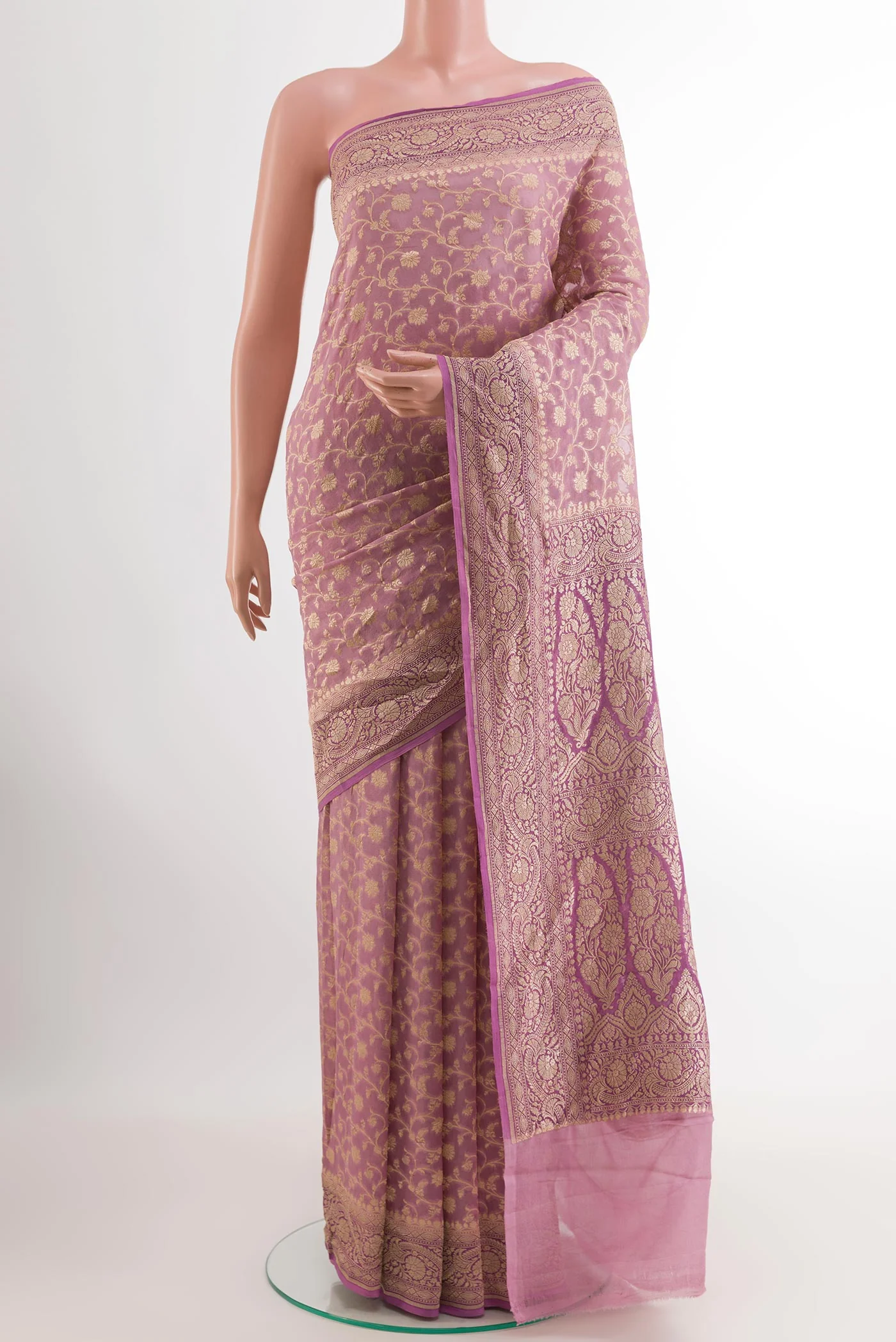 Lavender Banarasi Georgette Saree