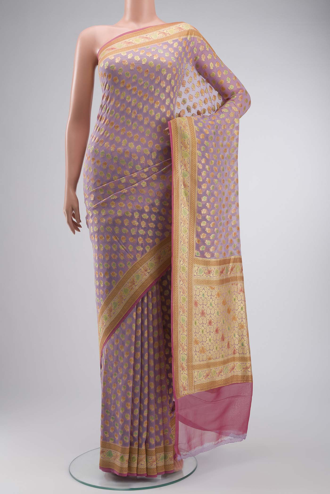 Lavender Banarasi Georgette Saree