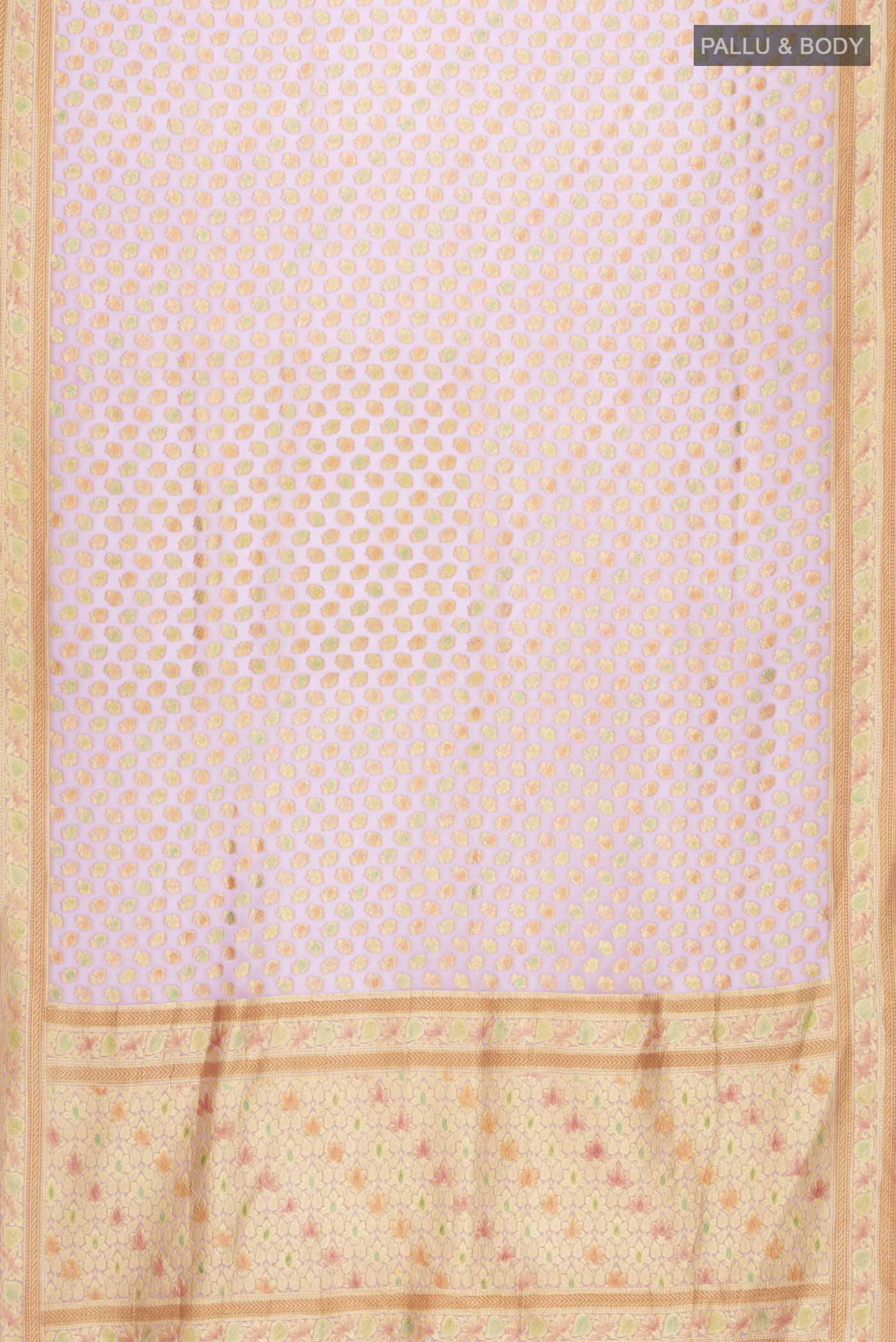 Lavender Banarasi Georgette Saree - Image 6