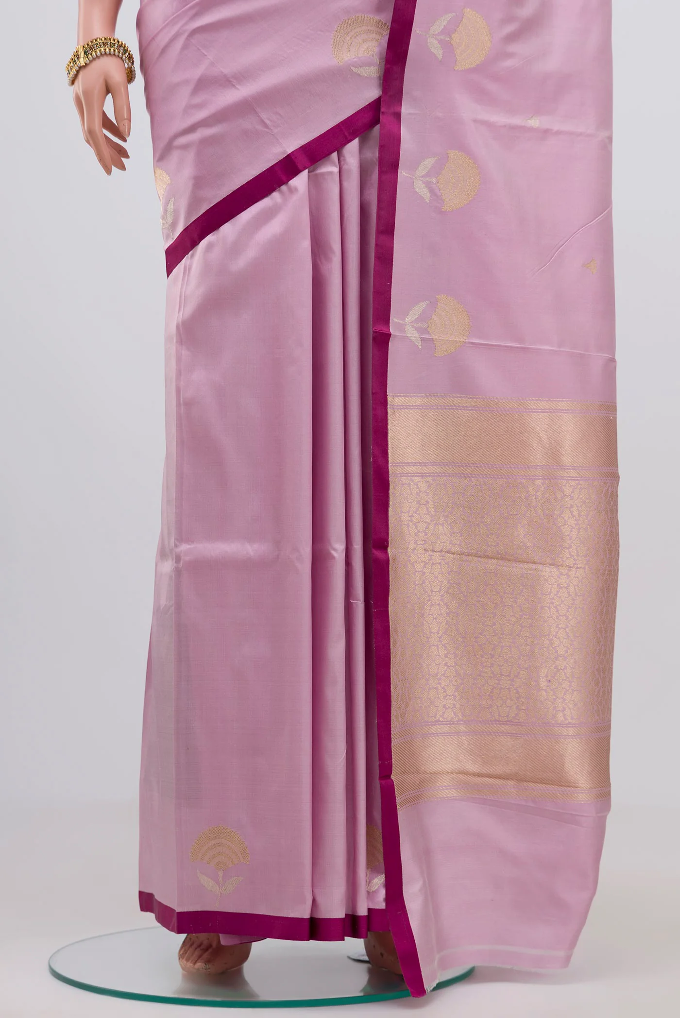 Lavender Banarasi Katan Silk Saree - Image 3