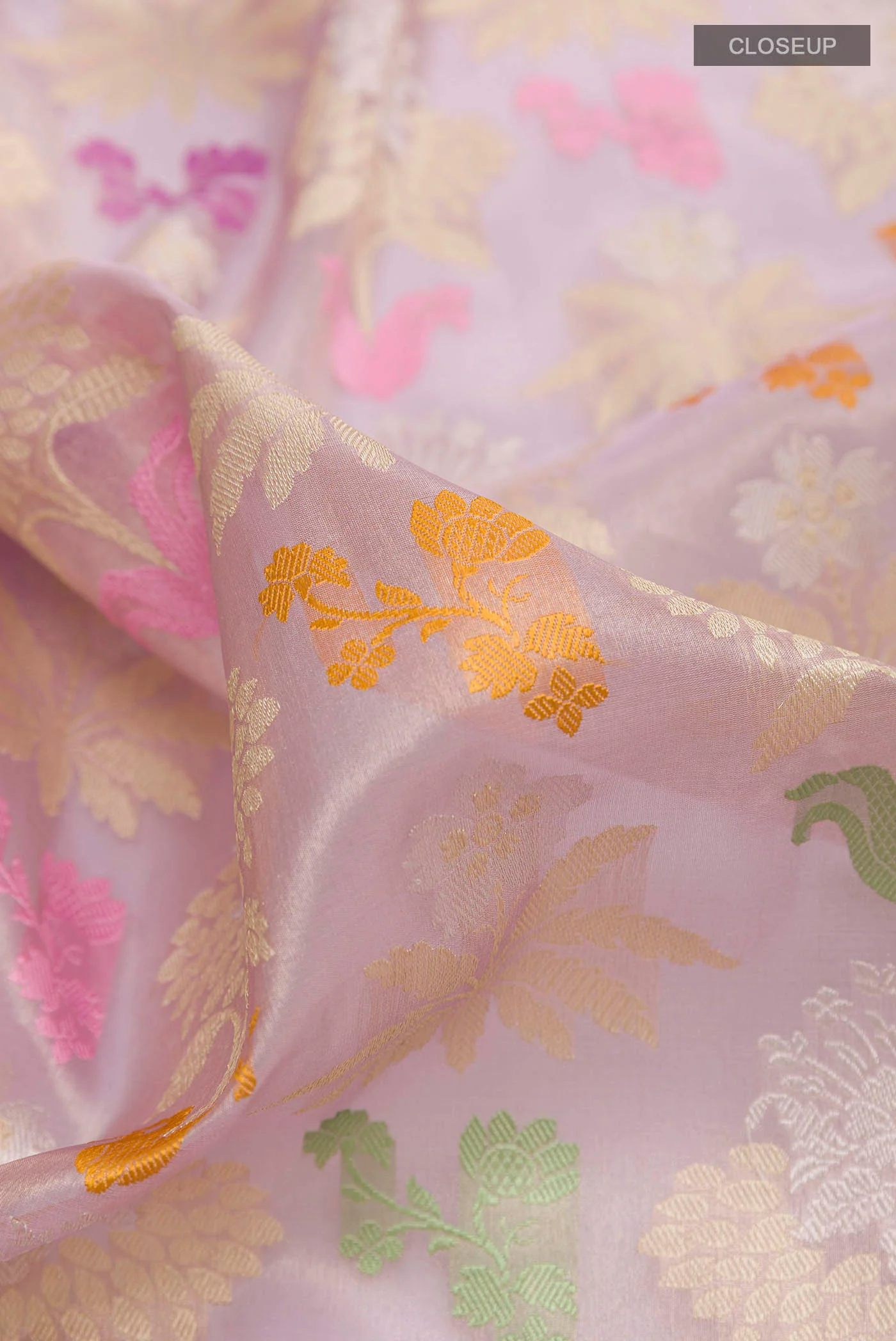 Lavender Banarasi Kora Silk Saree - Image 2