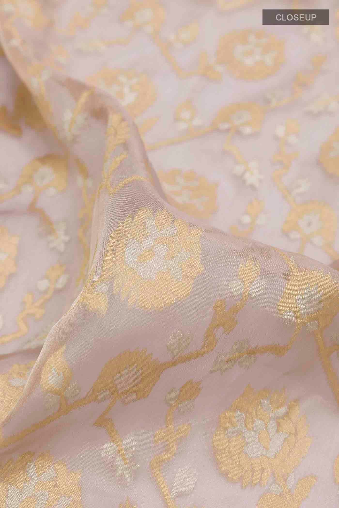 Lavender Banarasi Kora Silk Saree - Image 2