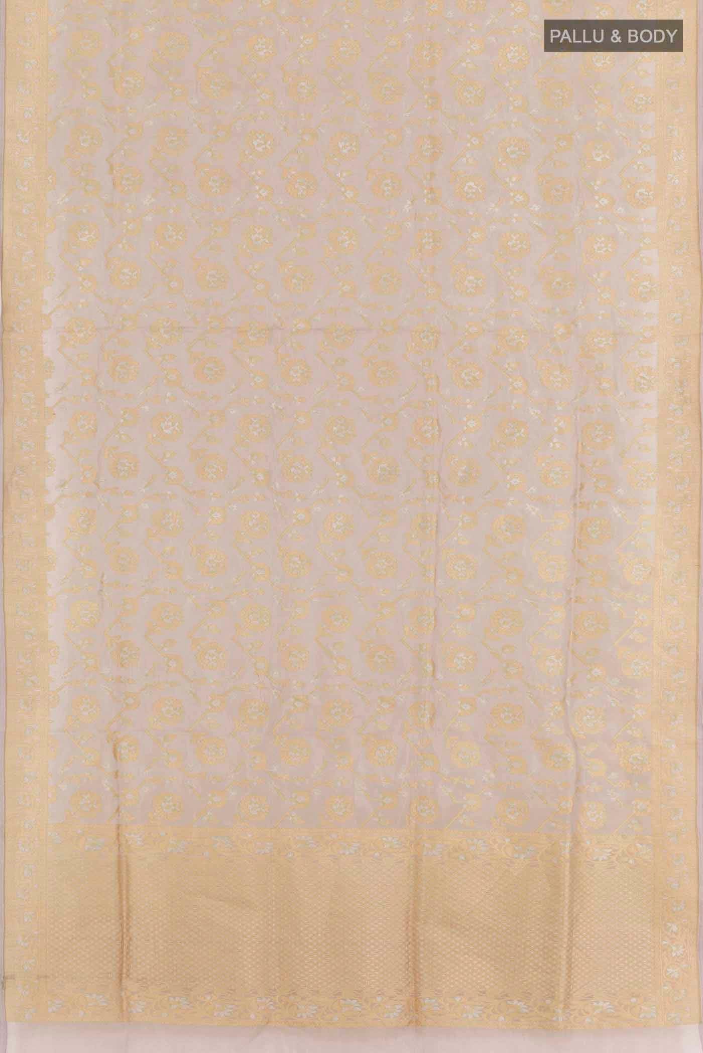 Lavender Banarasi Kora Silk Saree - Image 6
