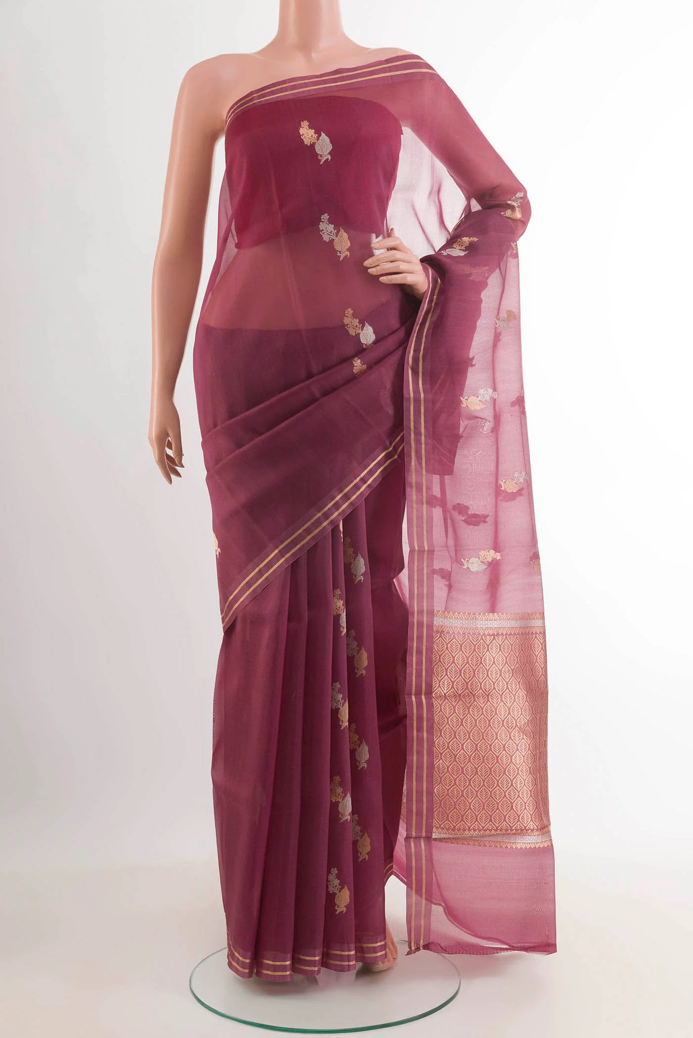 Magenta Organza Silk Saree