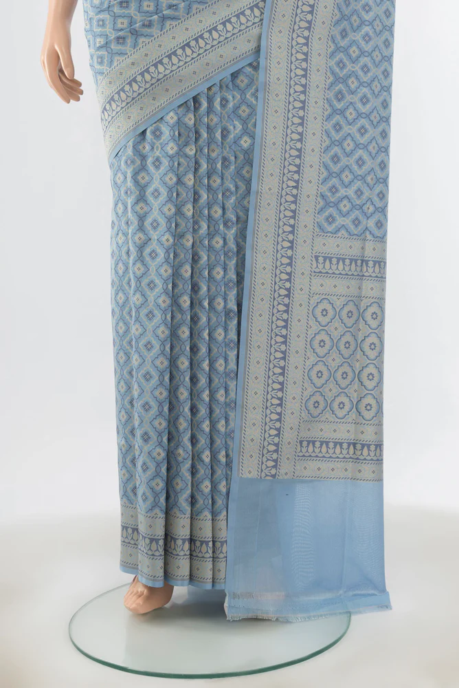 Sky Blue Banarasi Silk Saree - Image 3