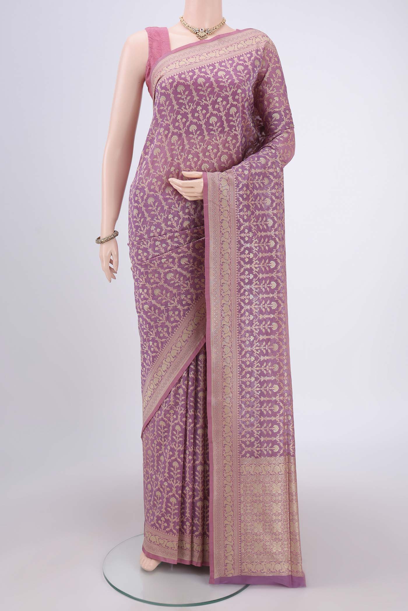 Lavender Banarasi Silk Saree