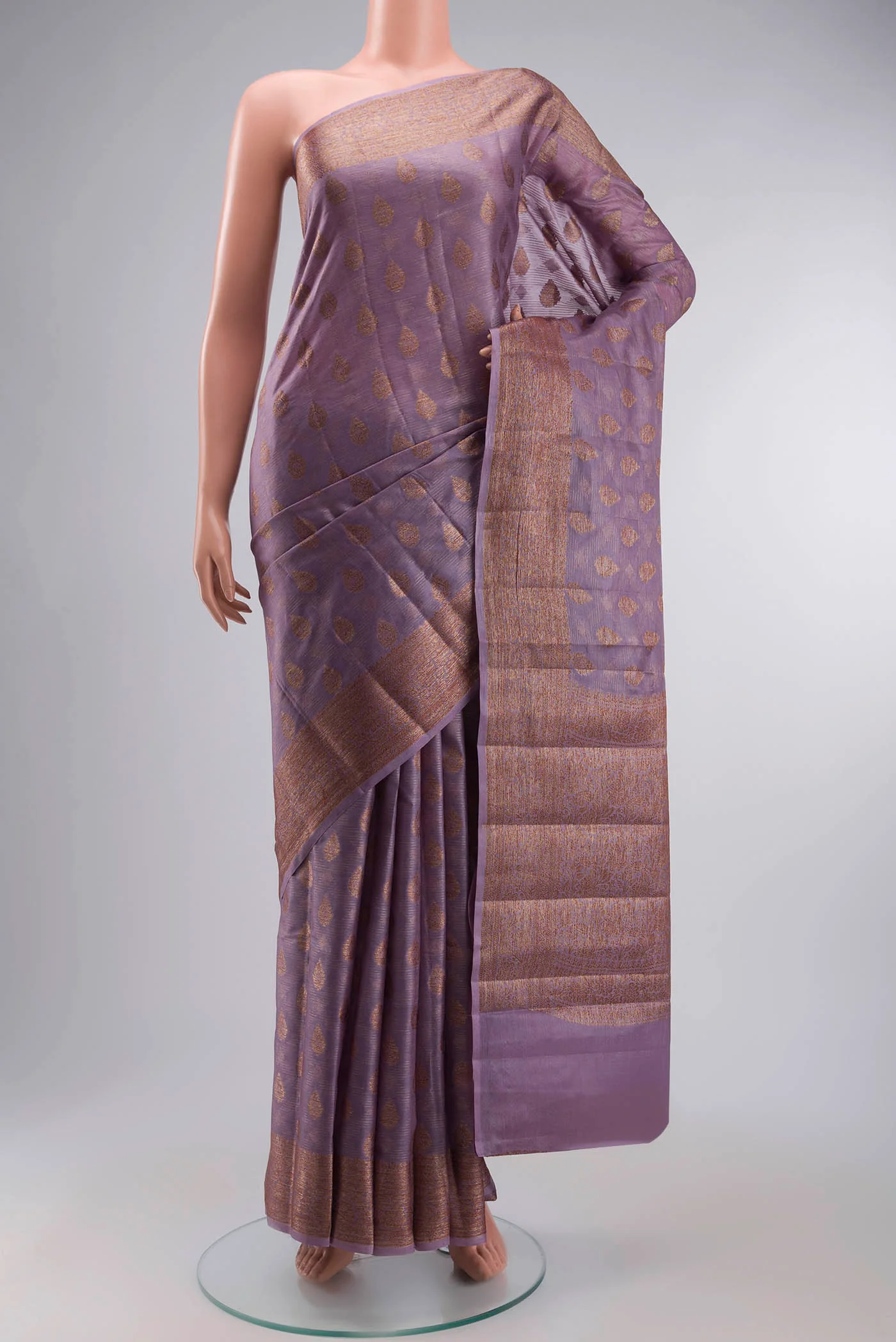 Lavender Banarasi Tussar Silk Saree