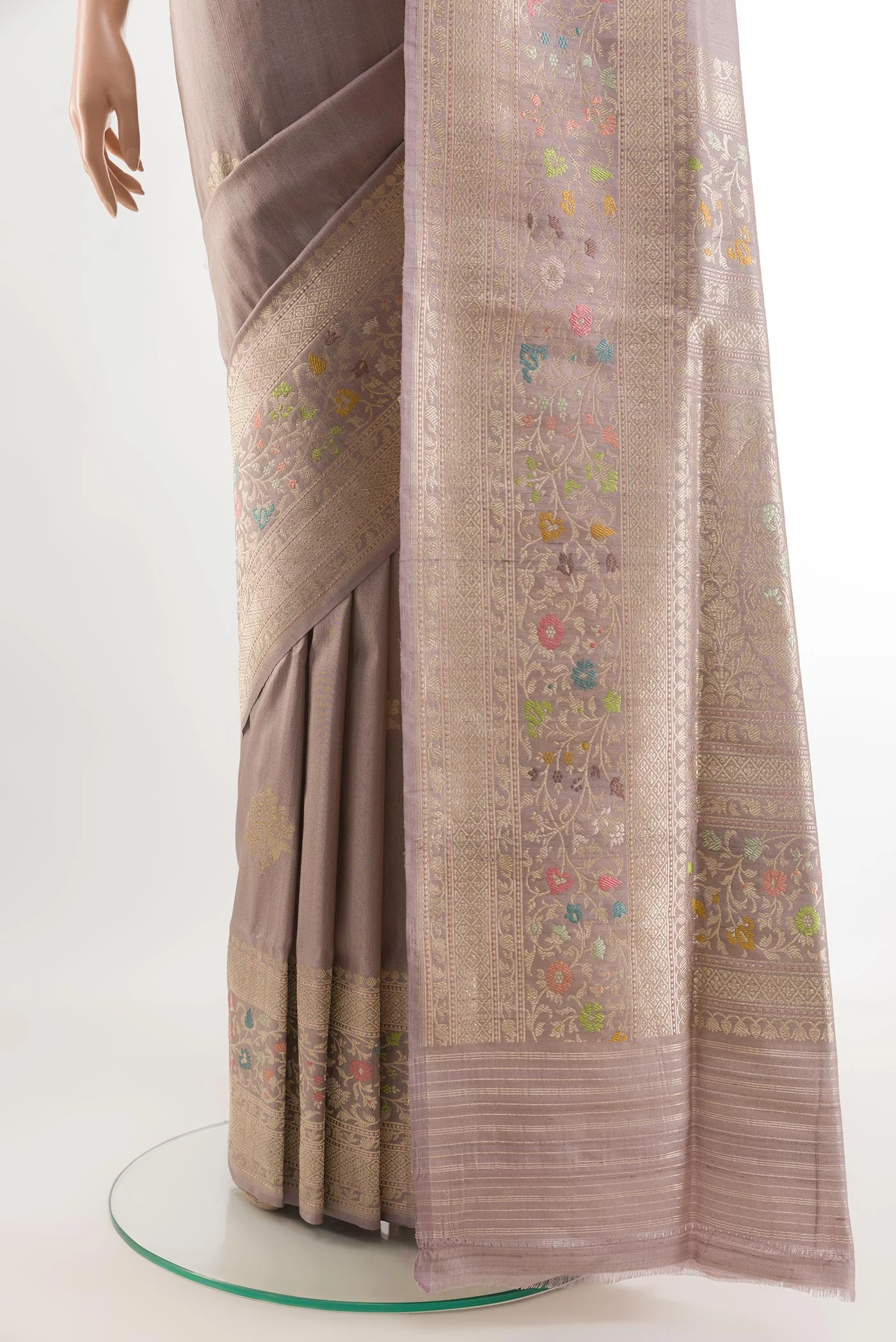 Lavender Banarasi Tussar Silk Saree - Image 3