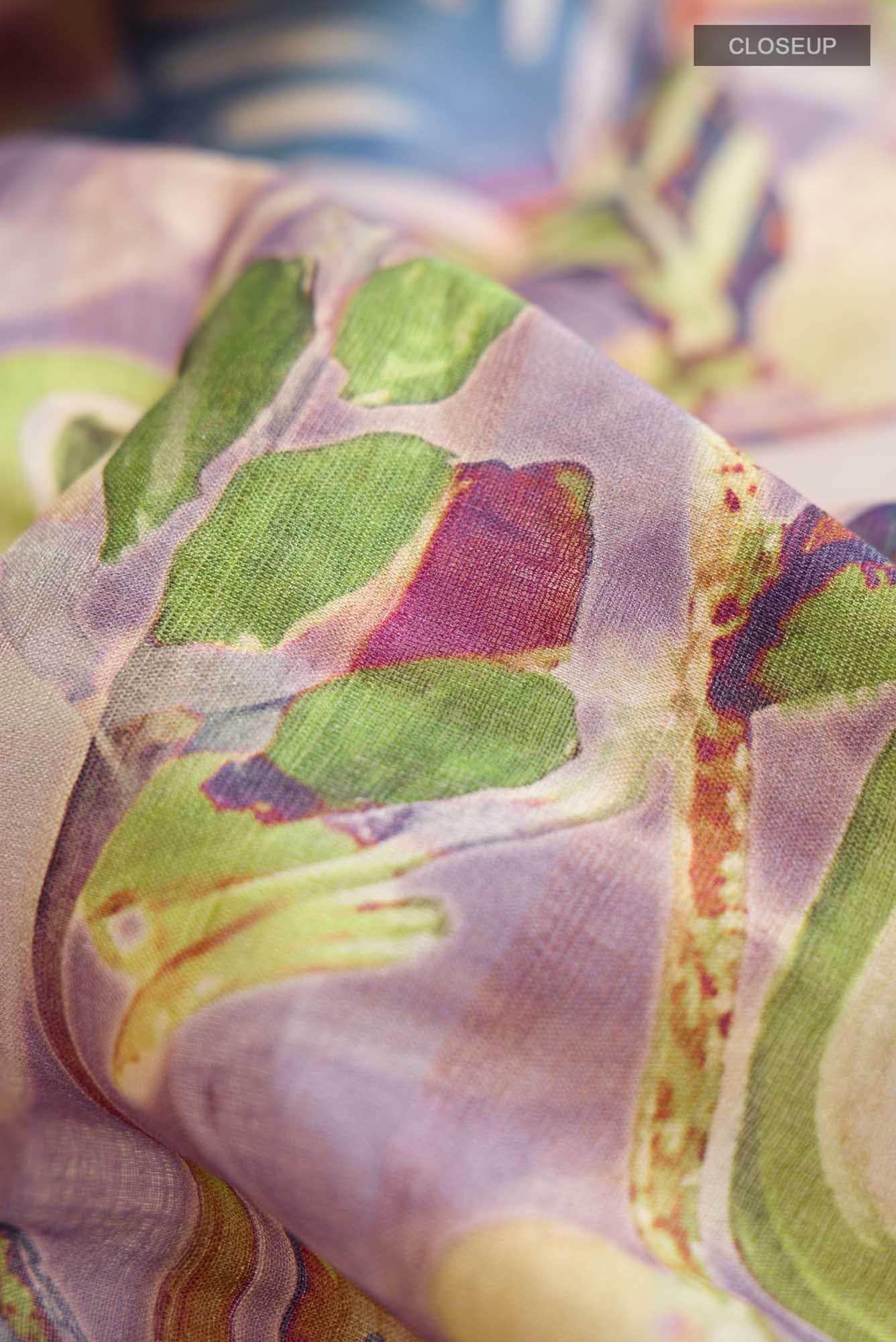 Lavender Bhagalpuri Tussar Silk Saree - Image 2