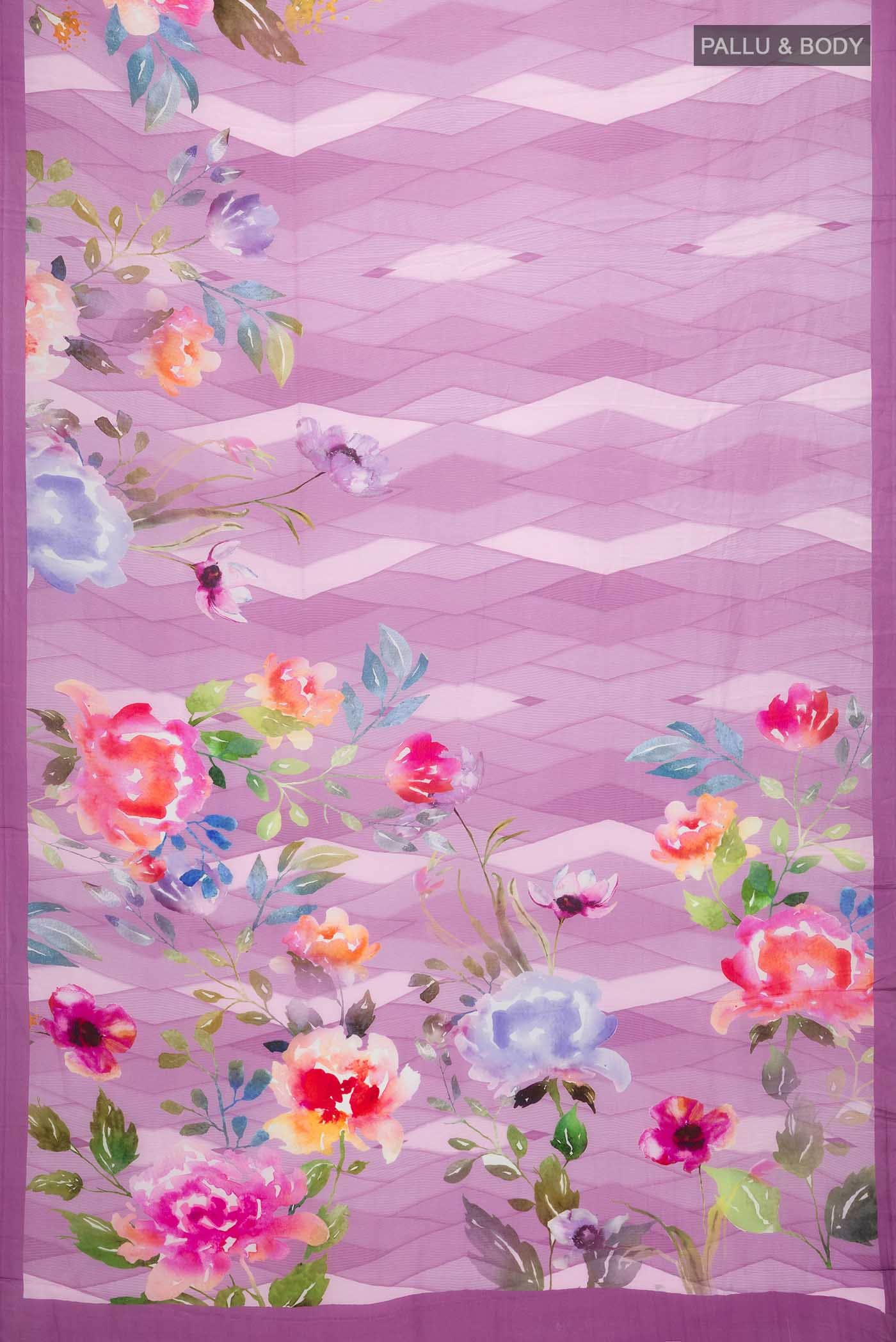 Lavender Blended Crepe Saree - Image 2