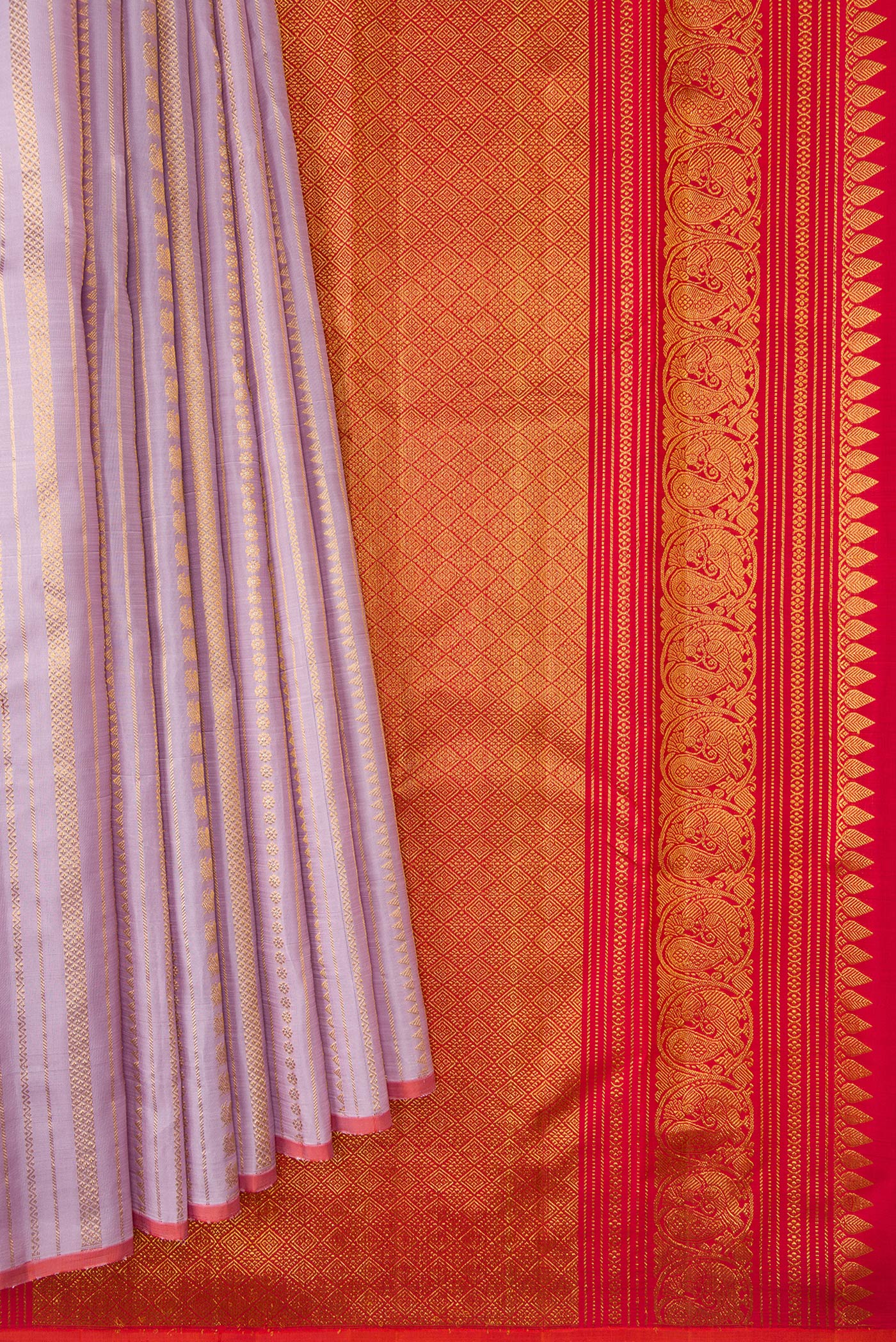 Lavender Kanchipuram Silk Saree - Image 3