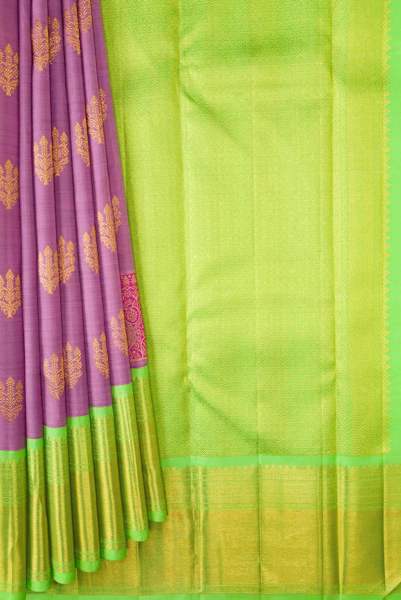 Lavender Dual Tone Kanjivaram Silk Saree - Image 2