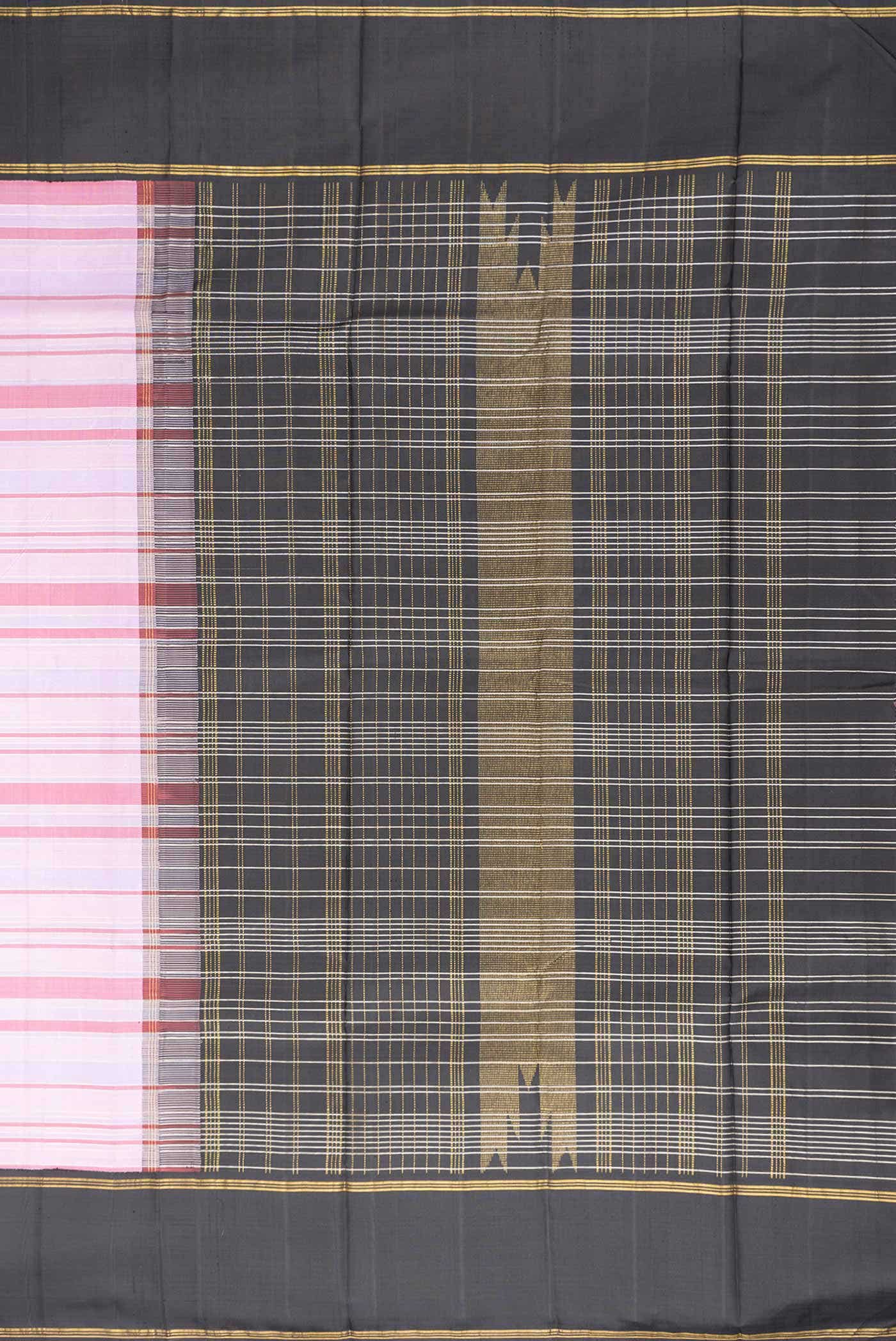 Pure Silk Pure Zari Lavender Dual Tone Kanjivaram Saree - Image 5