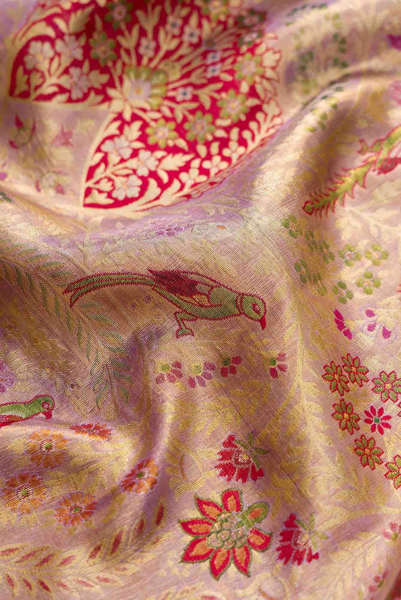 Lavender Dual Tone Kanjivaram Tissue Silk Saree - Image 3