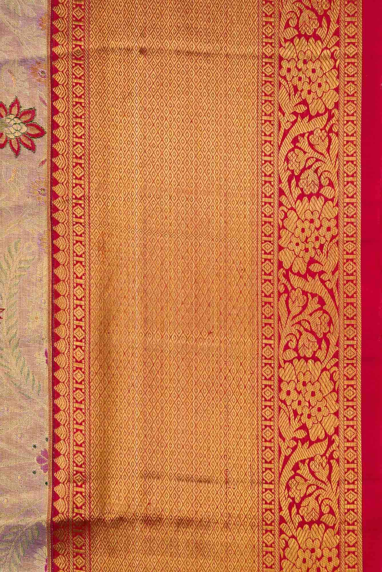 Lavender Dual Tone Kanjivaram Tissue Silk Saree - Image 5