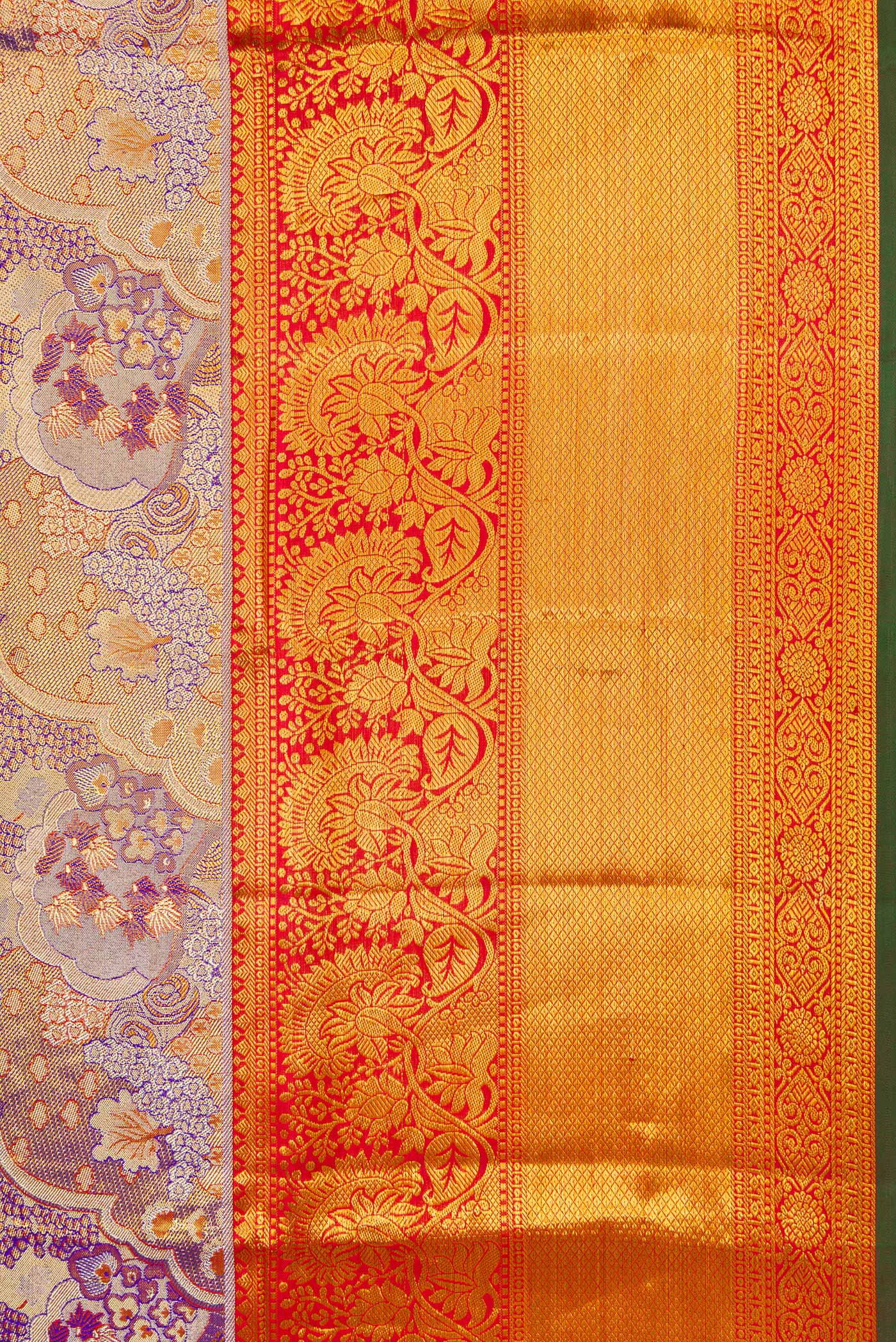 Lavender with Gold Color Kanjivaram Tissue Silk Saree - Image 3