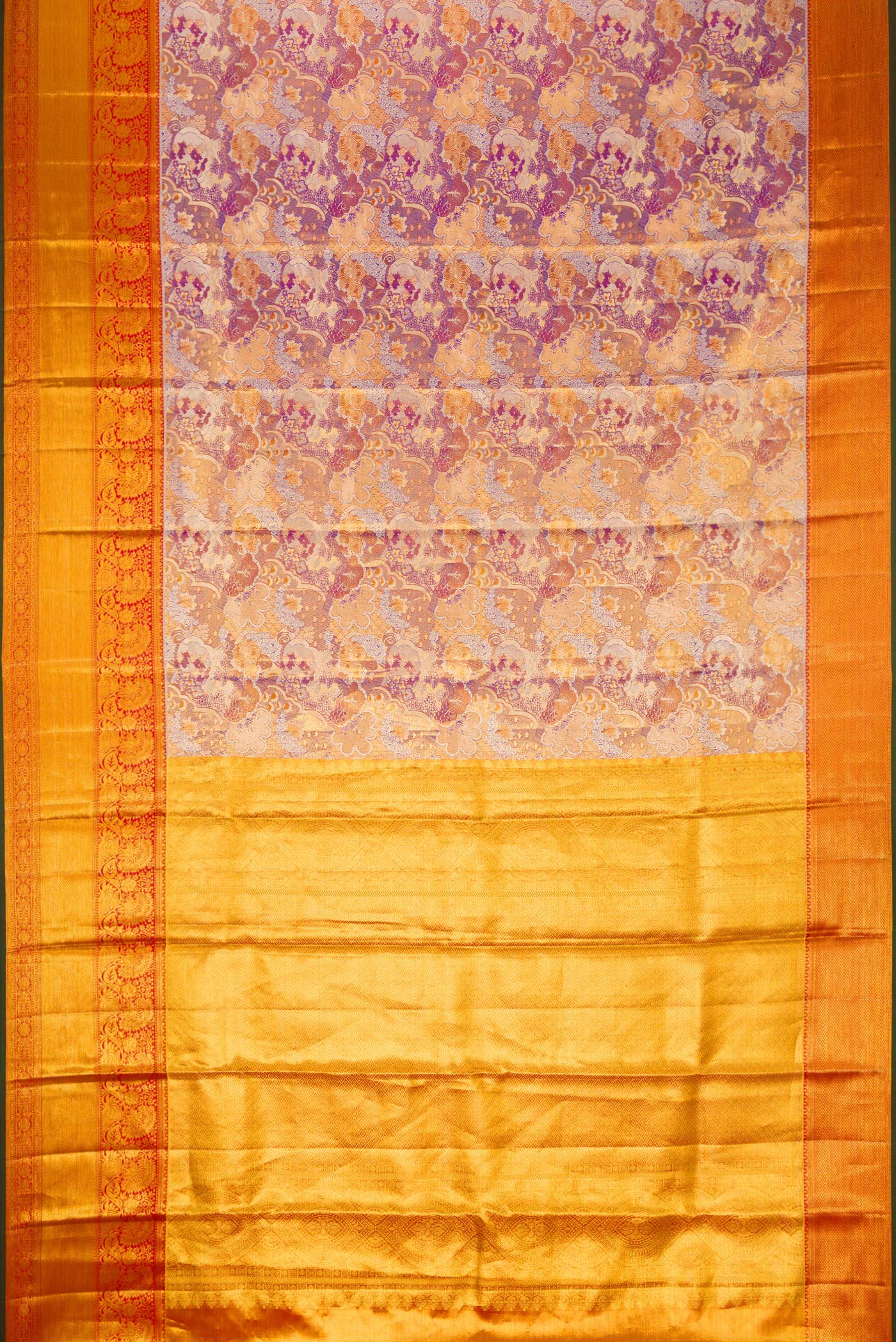 Lavender with Gold Color Kanjivaram Tissue Silk Saree - Image 6